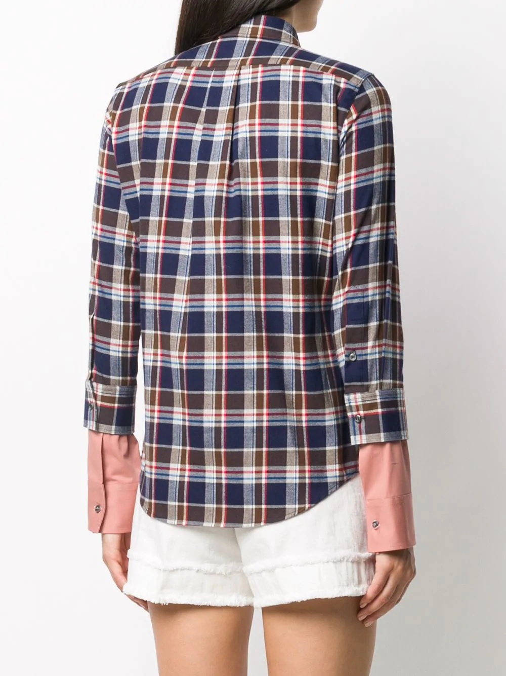 layered-sleeves plaid shirt - 4