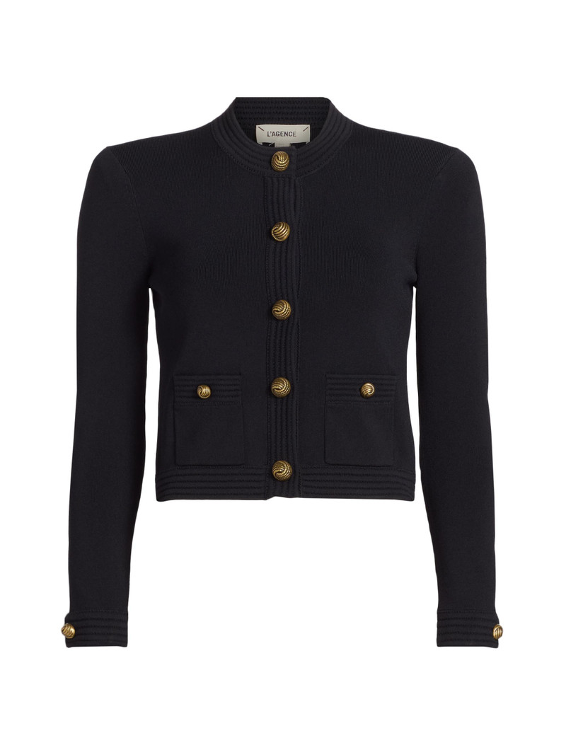Women's Patsy Crewneck Crop Cardigan - Black Gold 1