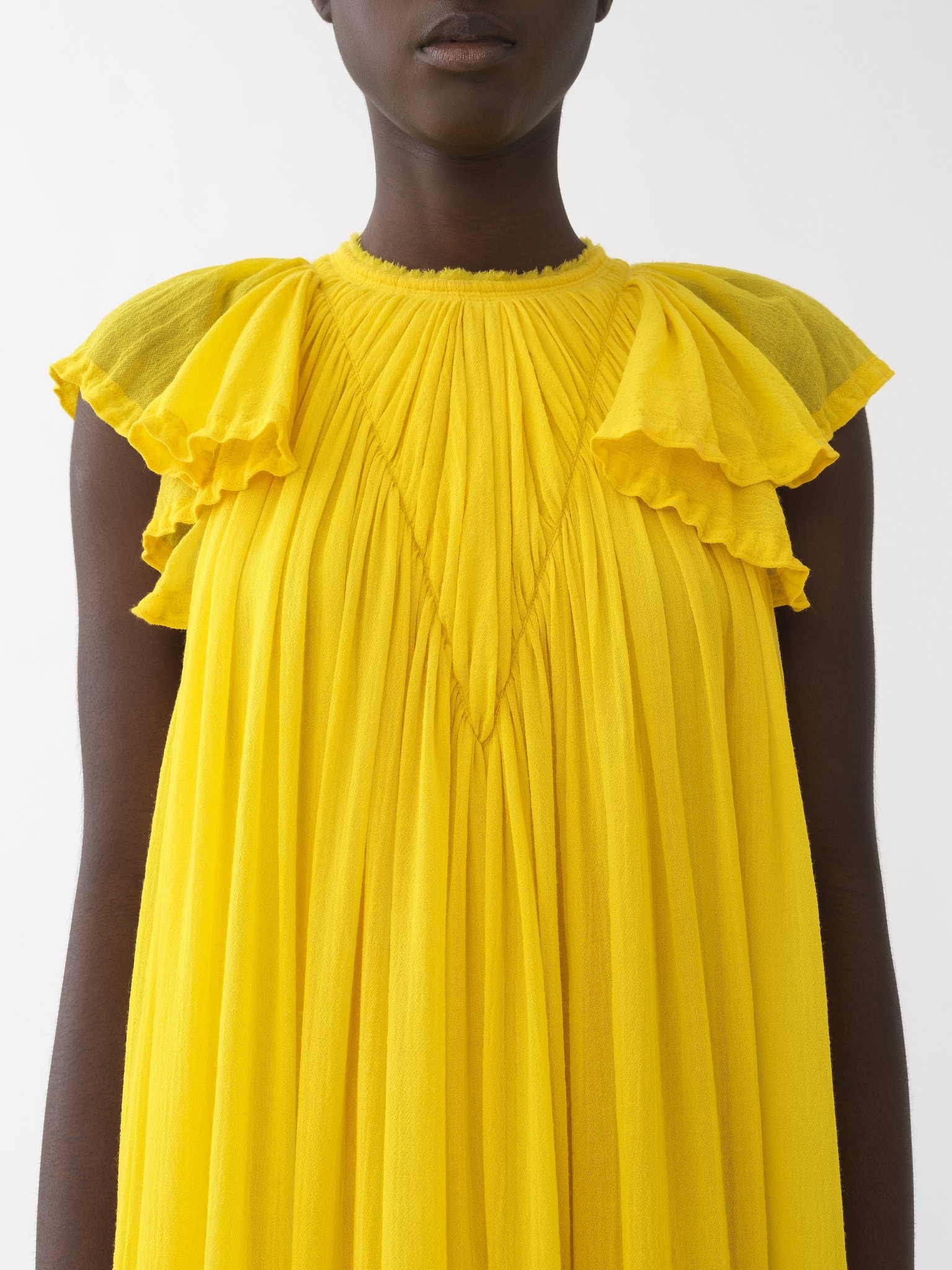 GATHERED CAP-SLEEVE DRESS - 5