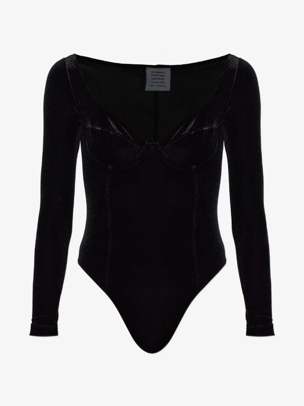 velvet long-sleeve bodysuit - 1