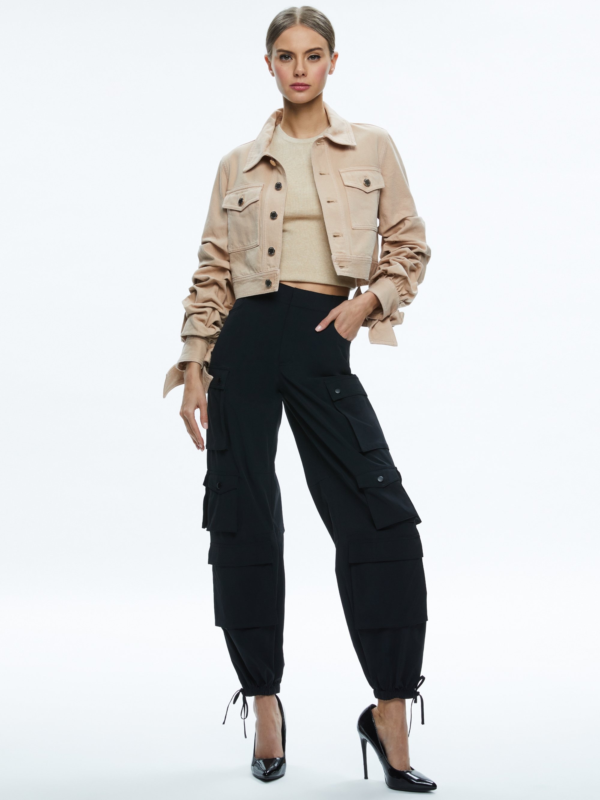 TIFF DENIM JACKET WITH BOW SLEEVE - 4