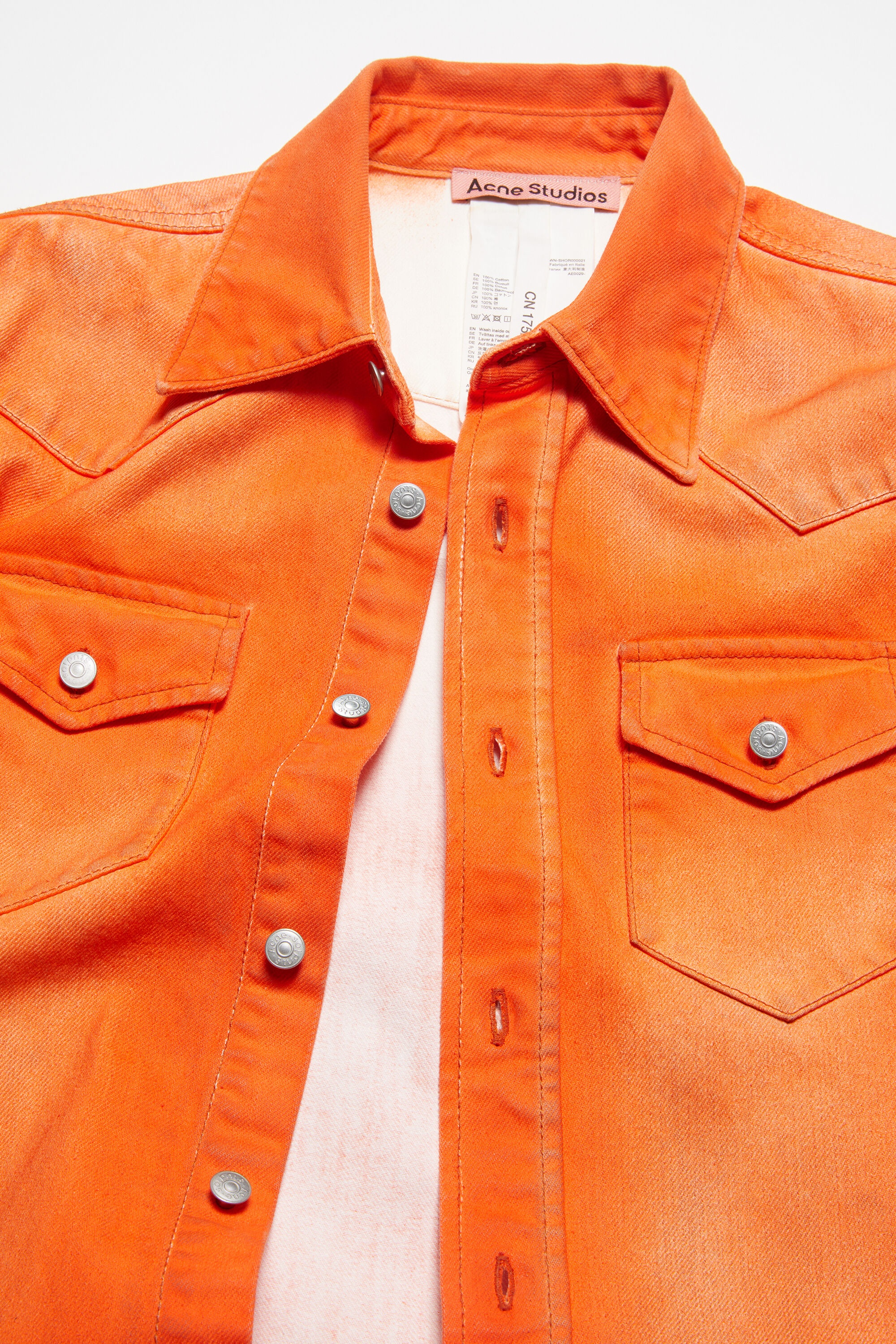Denim shirt - Relaxed fit - Neon orange - 5