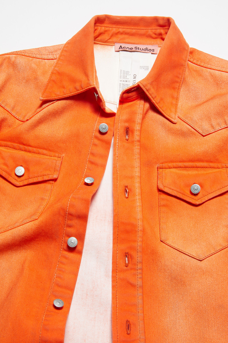 Denim shirt - Relaxed fit - Neon orange 5