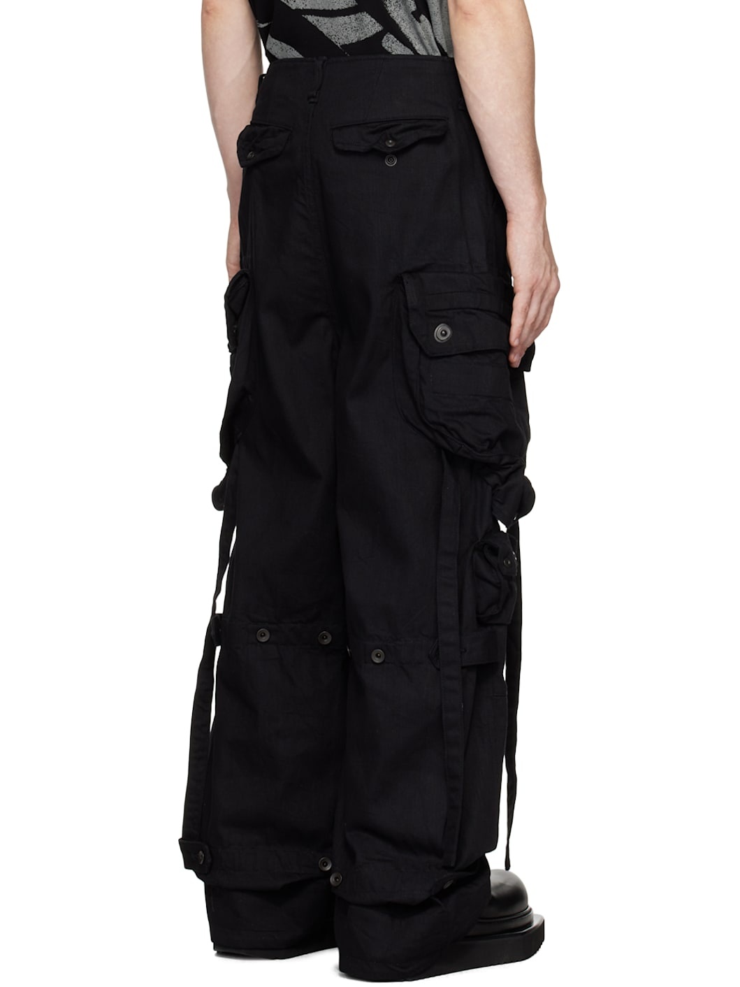 Black Gasmask Denim Cargo Pants - 3