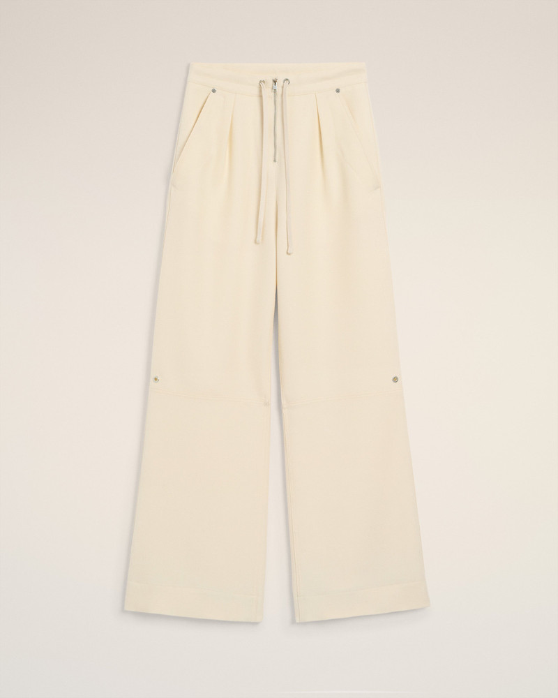 WHITE WOOL ZIPPED TROUSERS 1