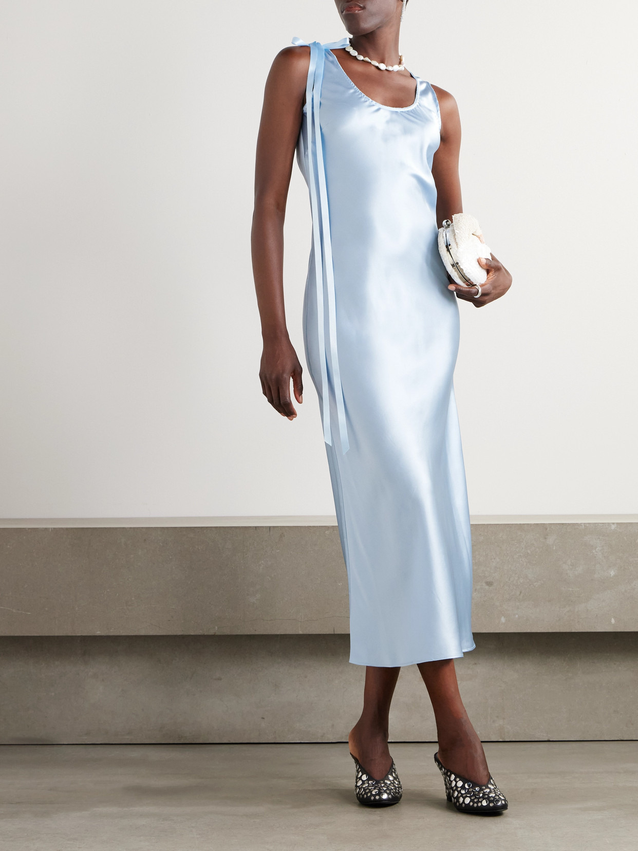Bow-embellished Silk Midi Dress - 2