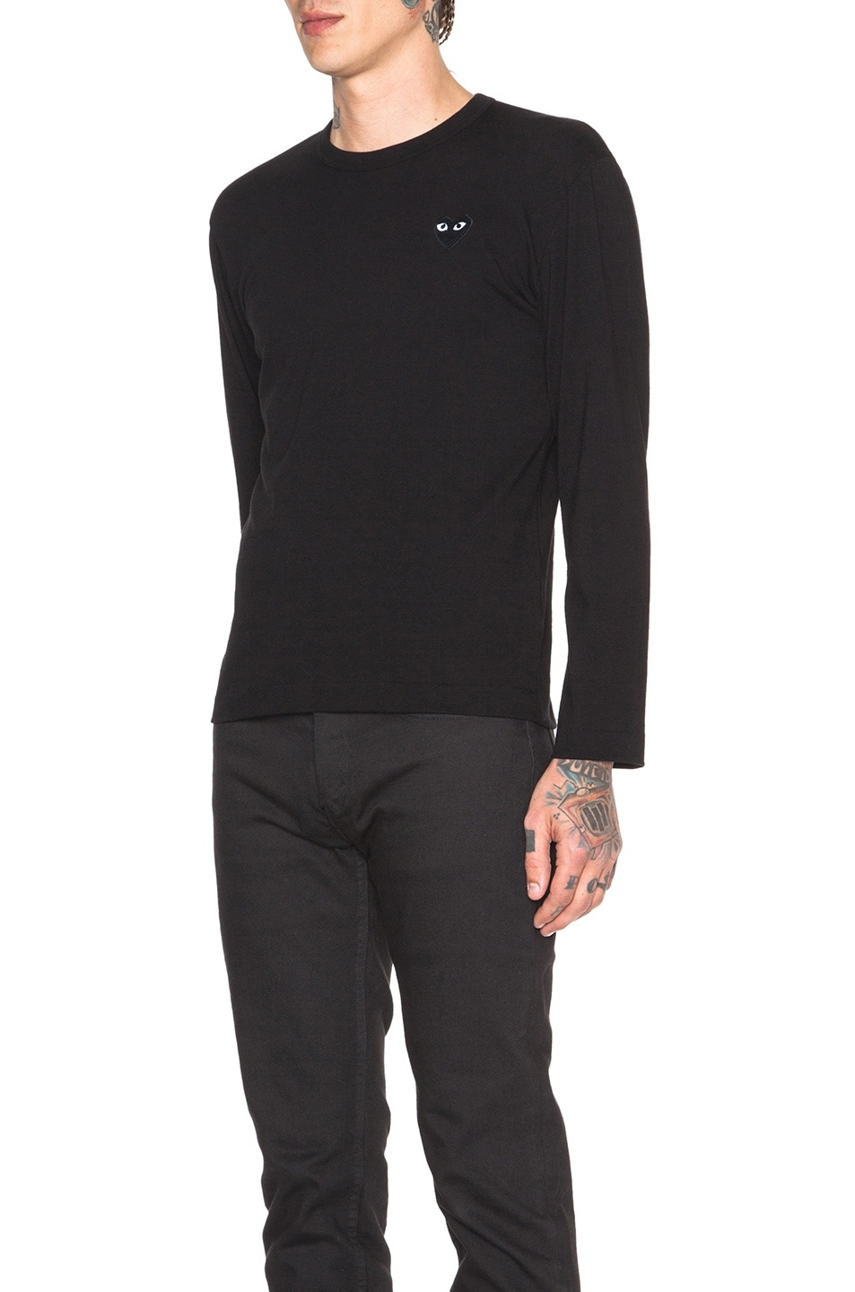 Black Emblem Cotton Long Sleeve Tee - 2