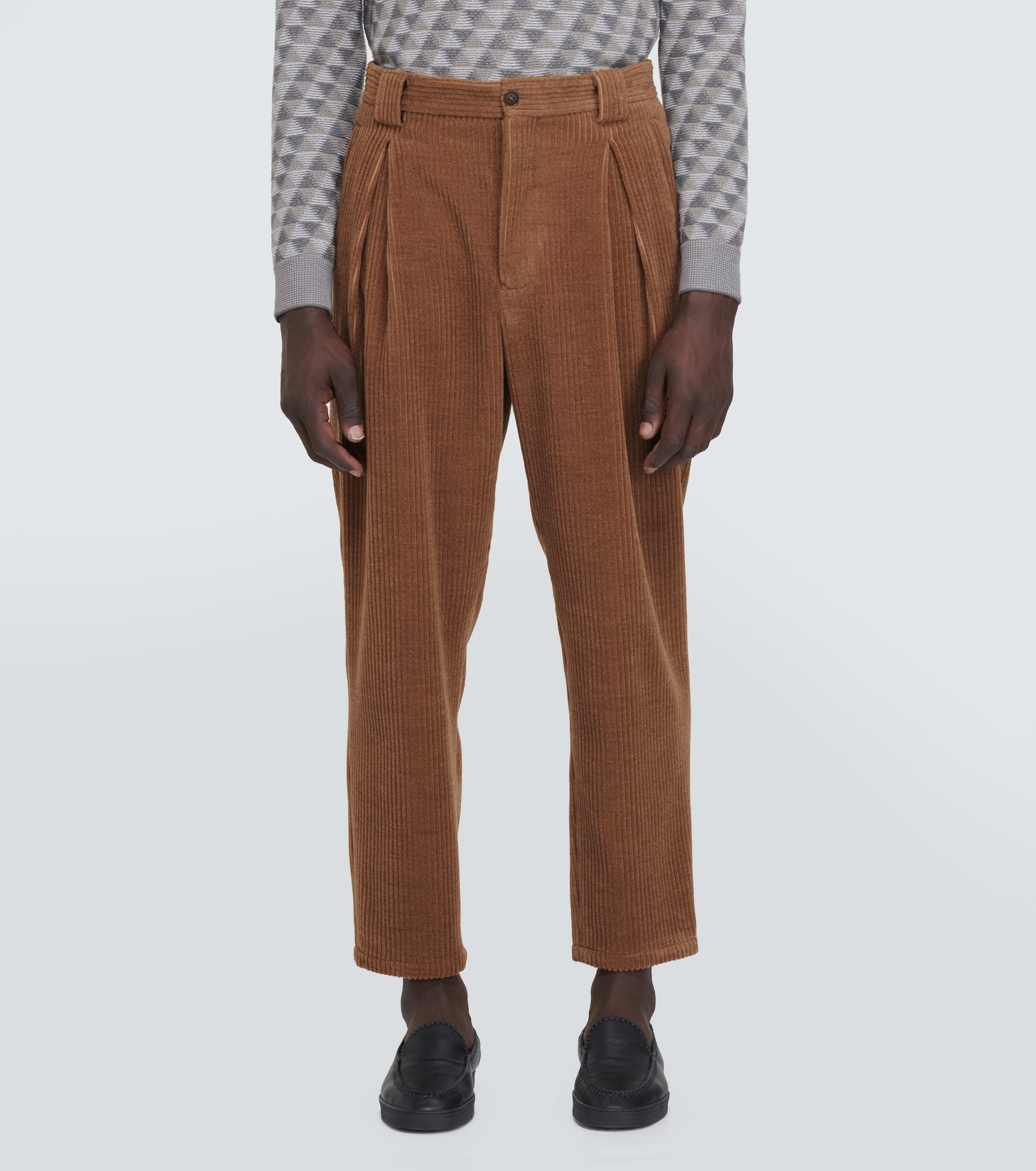 Wool-blend corduroy tapered pants - 3