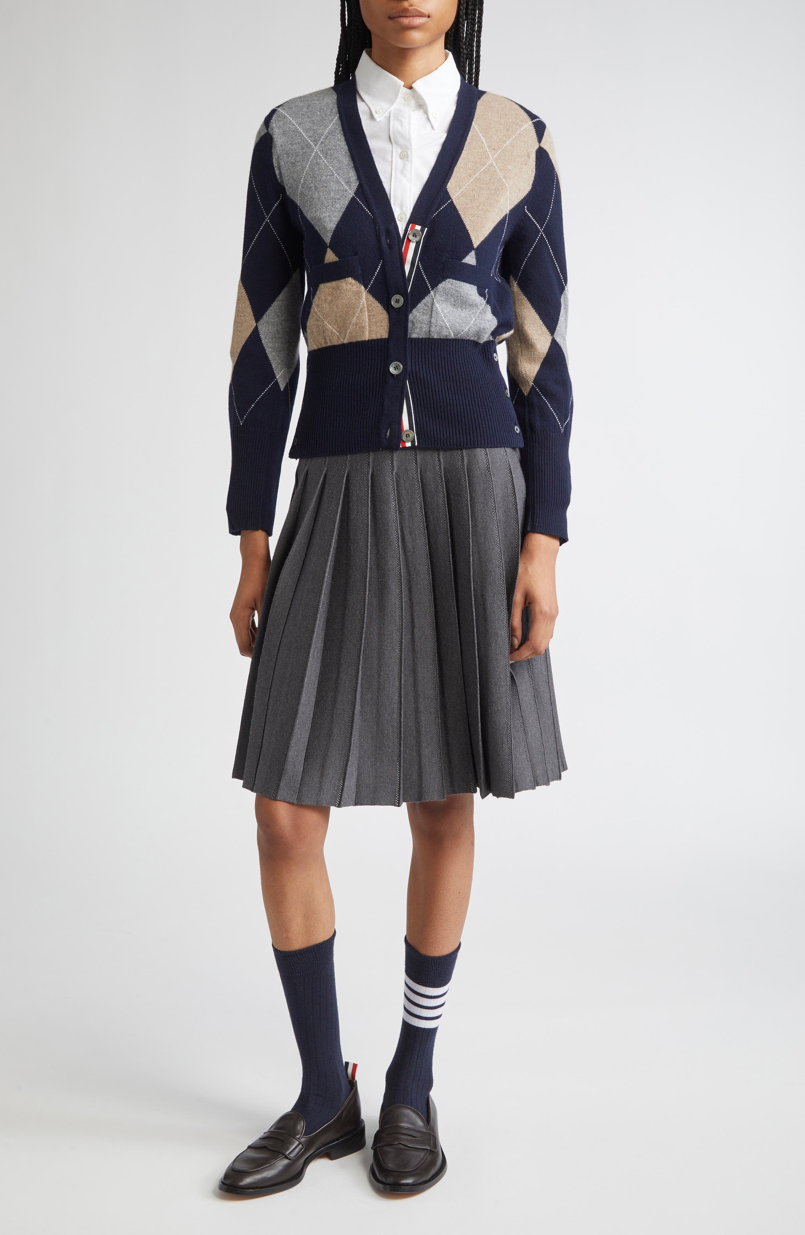 Thom Browne Pointelle Pleated Wool & Silk Skirt in Medium Grey at Nordstrom - 2