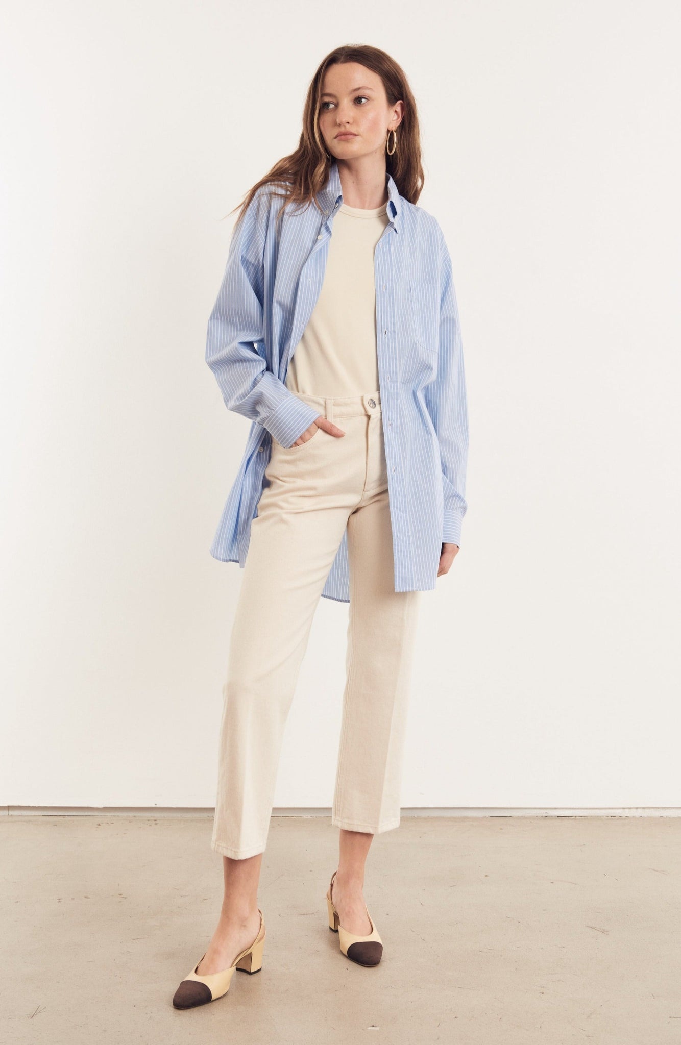 BLUE & WHITE STRIPED OVERSIZED POPLIN SHIRT - 3