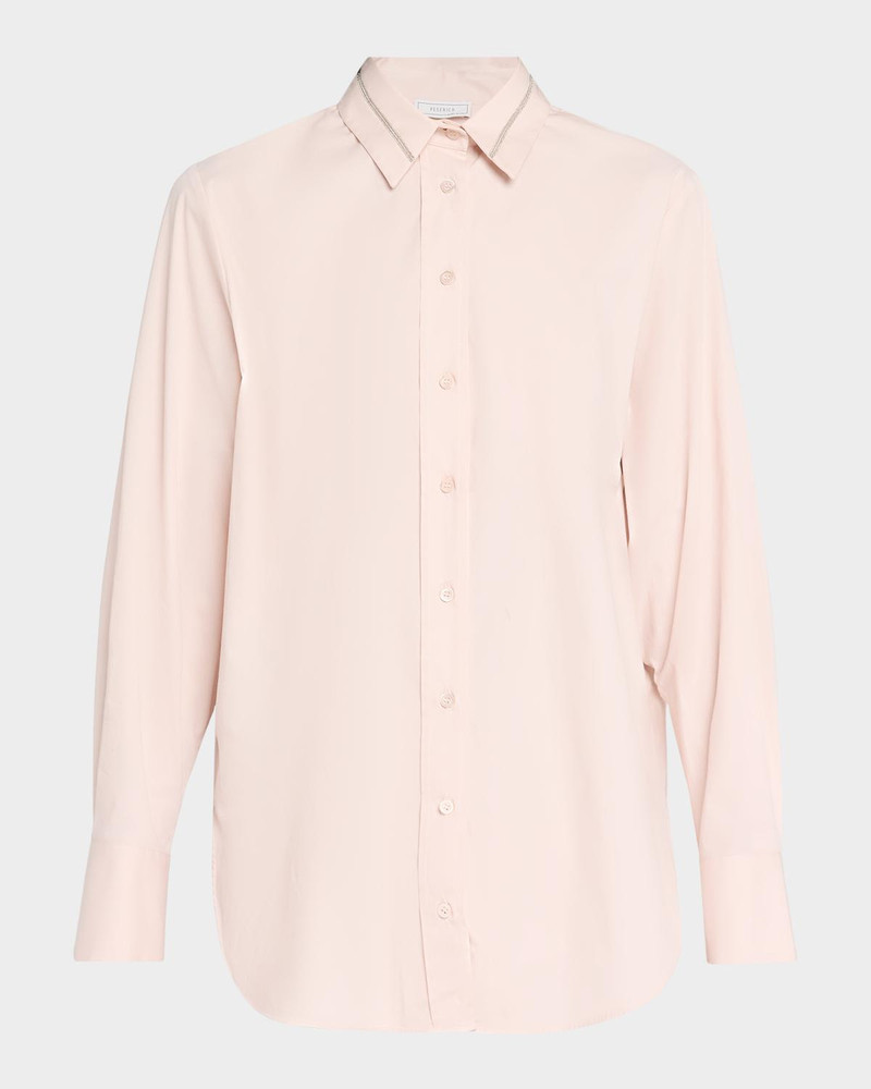 Chain-Trim Stretch Cotton Shirt 1