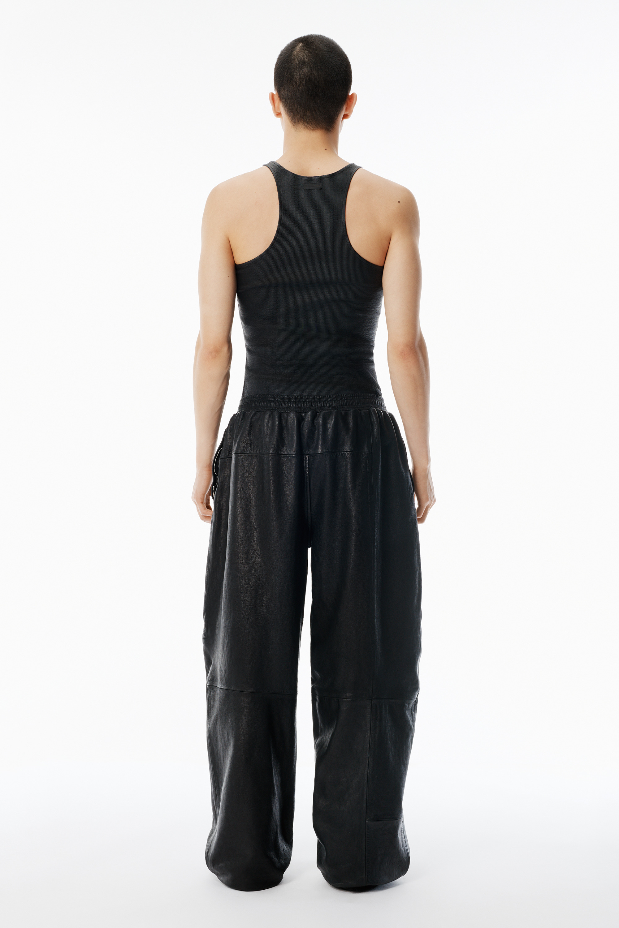 Black Worn Moto Leather Sweatpant - 4