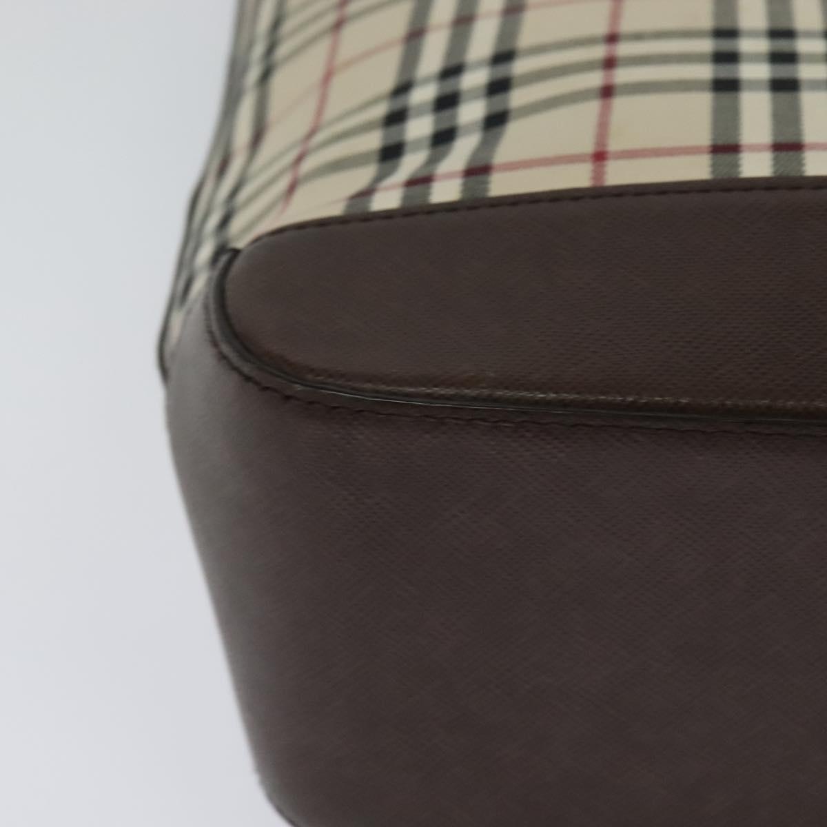 Burberry Nova Check Shoulder Bag Canvas Leather Beige Brown Silver - 15