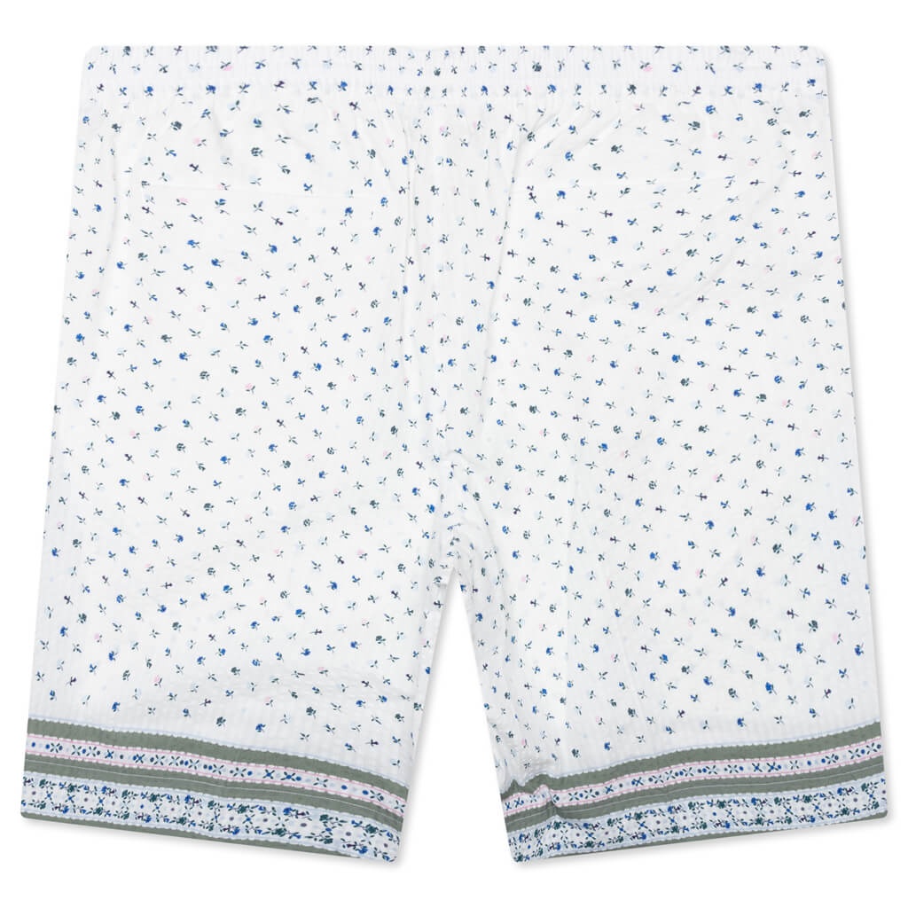 PRINTED SEERSUCKER COTTON BERMUDA SHORTS - CREAM/GREEN - 2