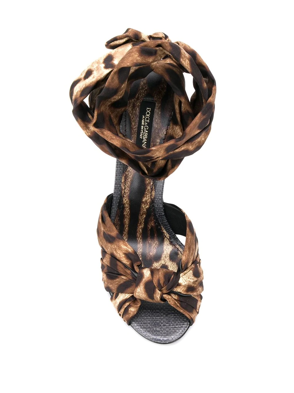 leopard print tie fastening sandals - 4