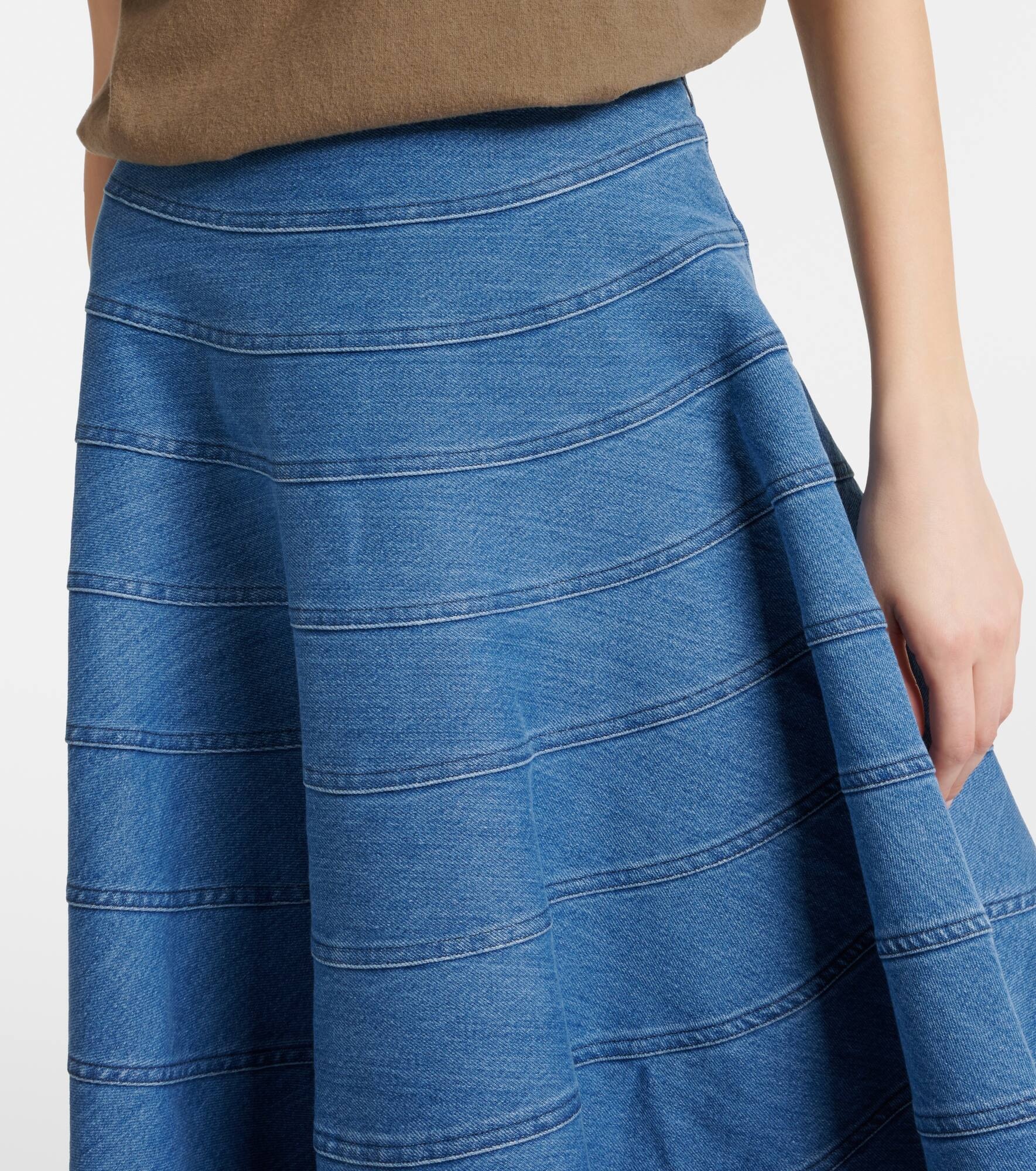 Grace paneled denim midi skirt - 4