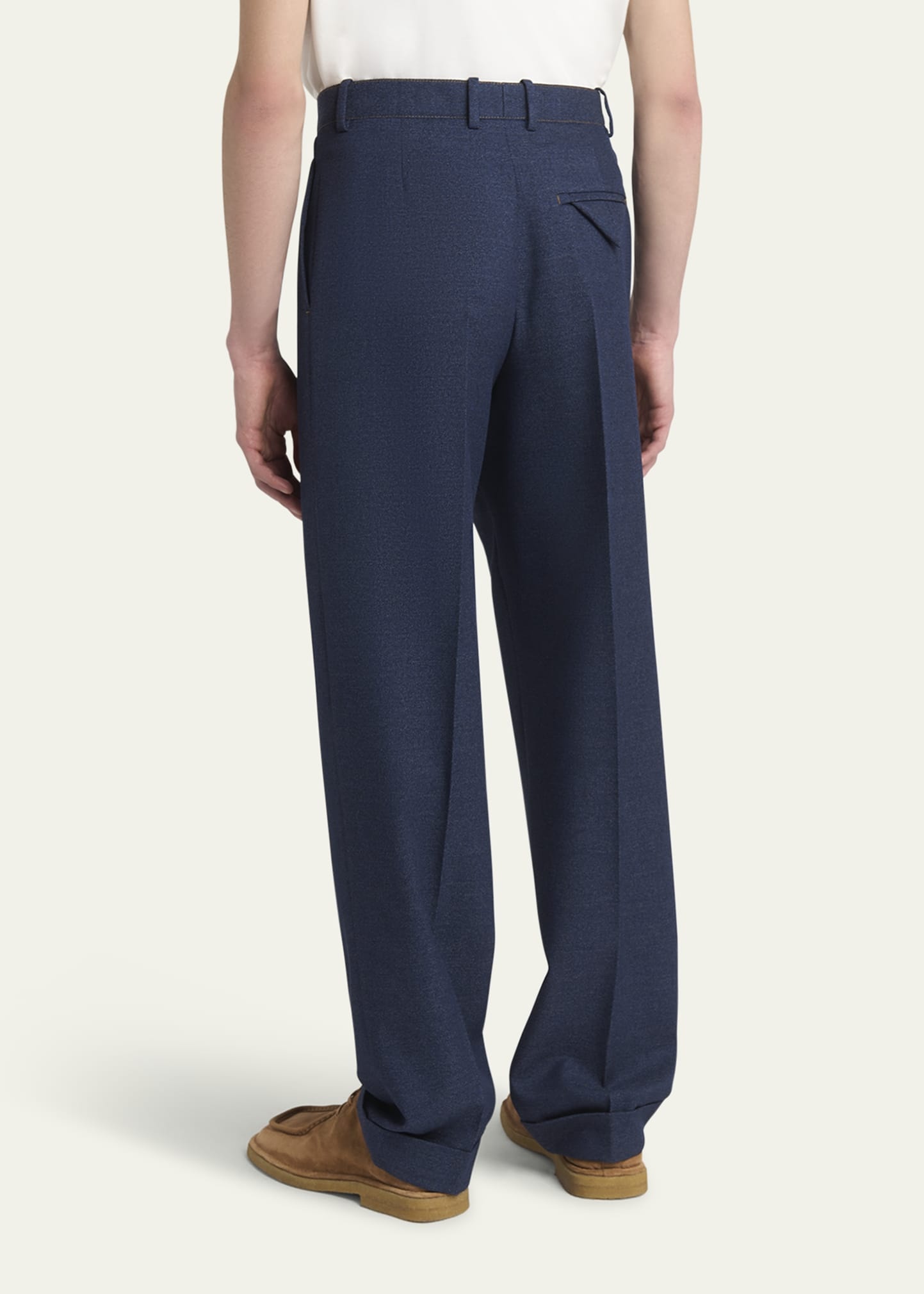 Men's Wide-Leg Melange Wool Drill Trousers - 3