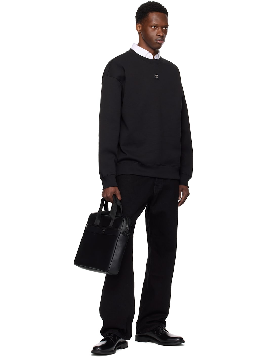 Black Logo Hardware Faux-Leather Briefcase - 4