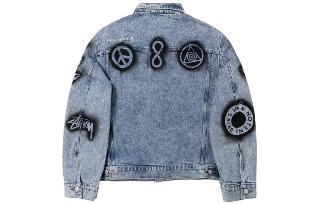 Stussy x Dries Van Noten Hand-Stencilled Denim Jacket 'Washed Blue' 315294 - 2