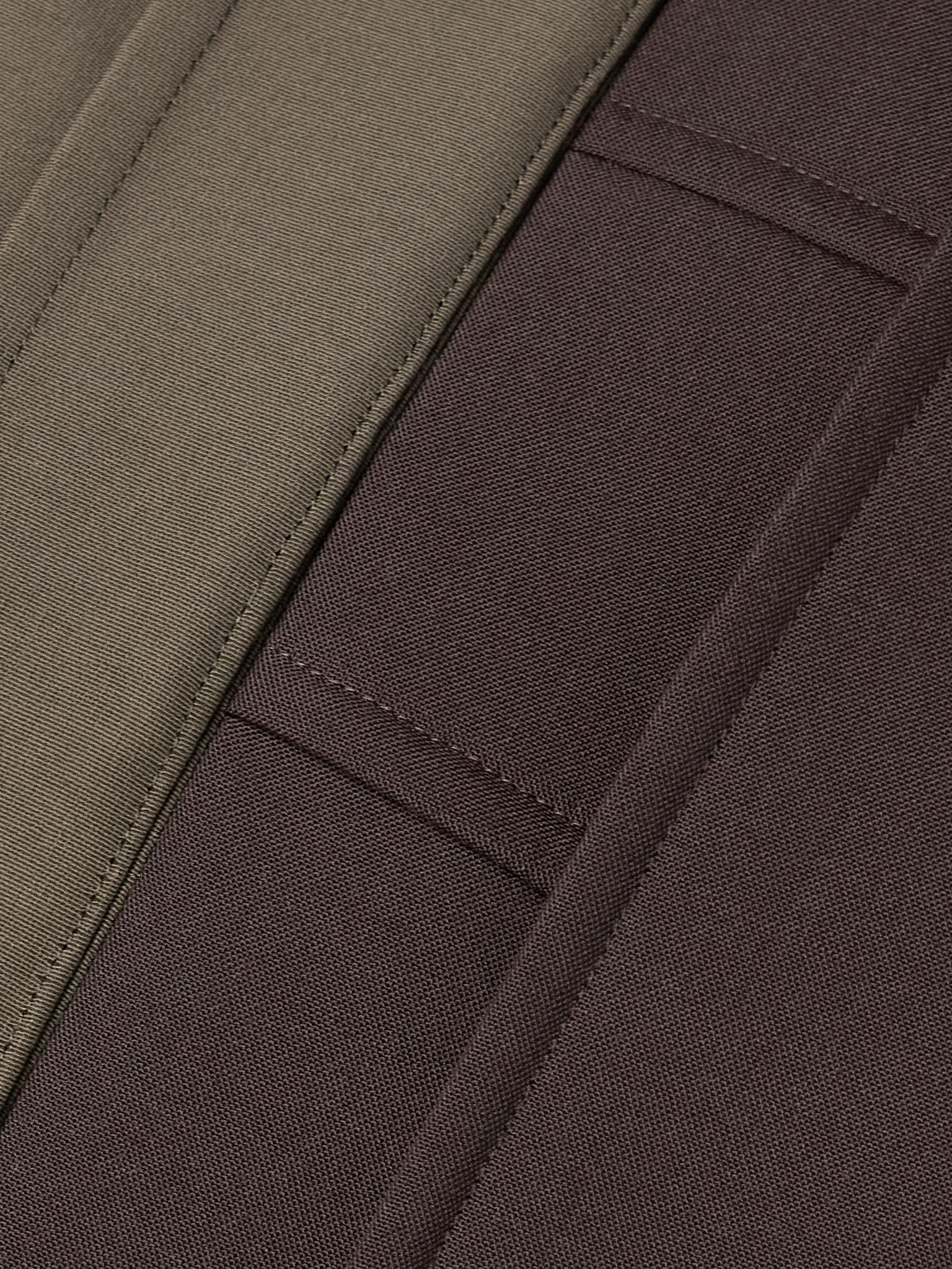 Draped paneled scuba and cotton-blend grosgrain jacket Brown - 5