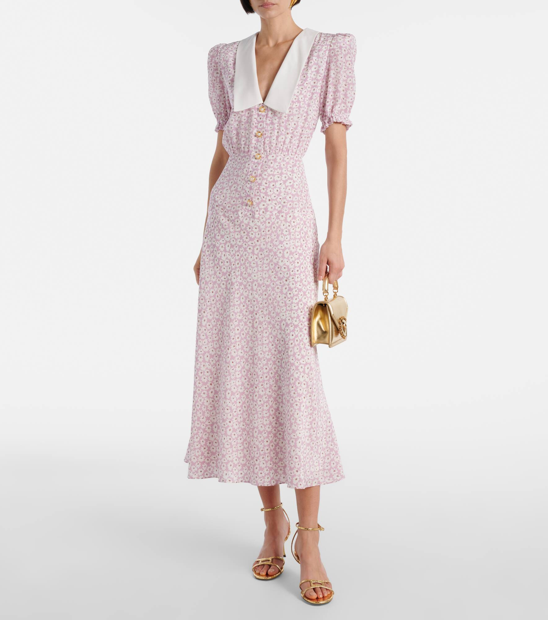 Flower silk midi dress - 2