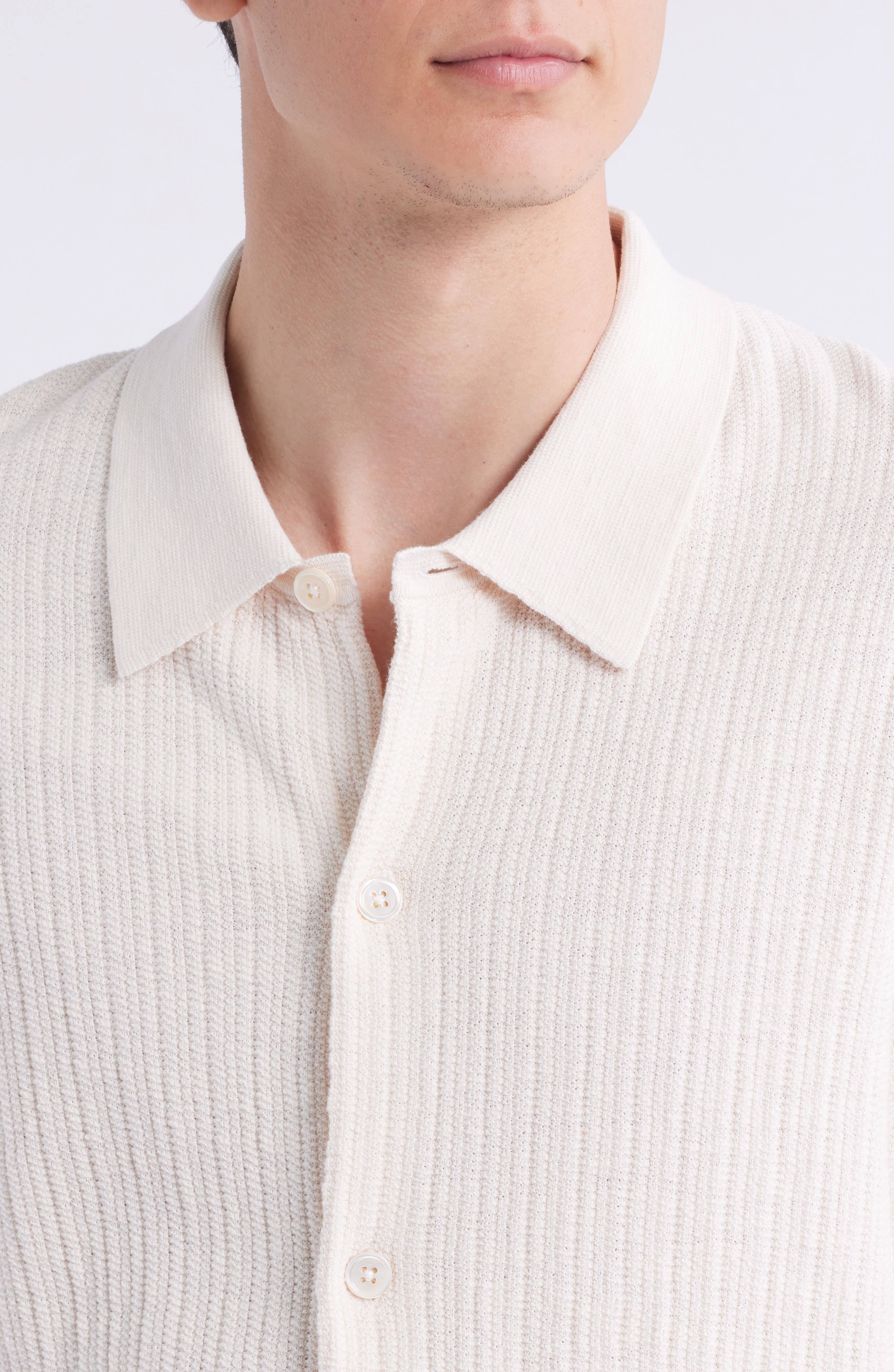 NN07 Nolan 6695 Organic Cotton Polo Cardigan in Ecru at Nordstrom - 2