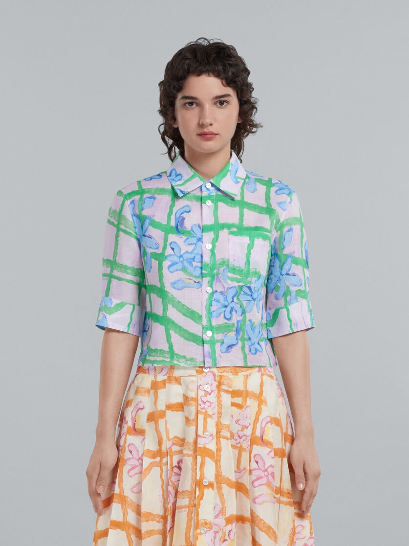 PRINTED CROPPED RAMIÉ SHIRT - 2