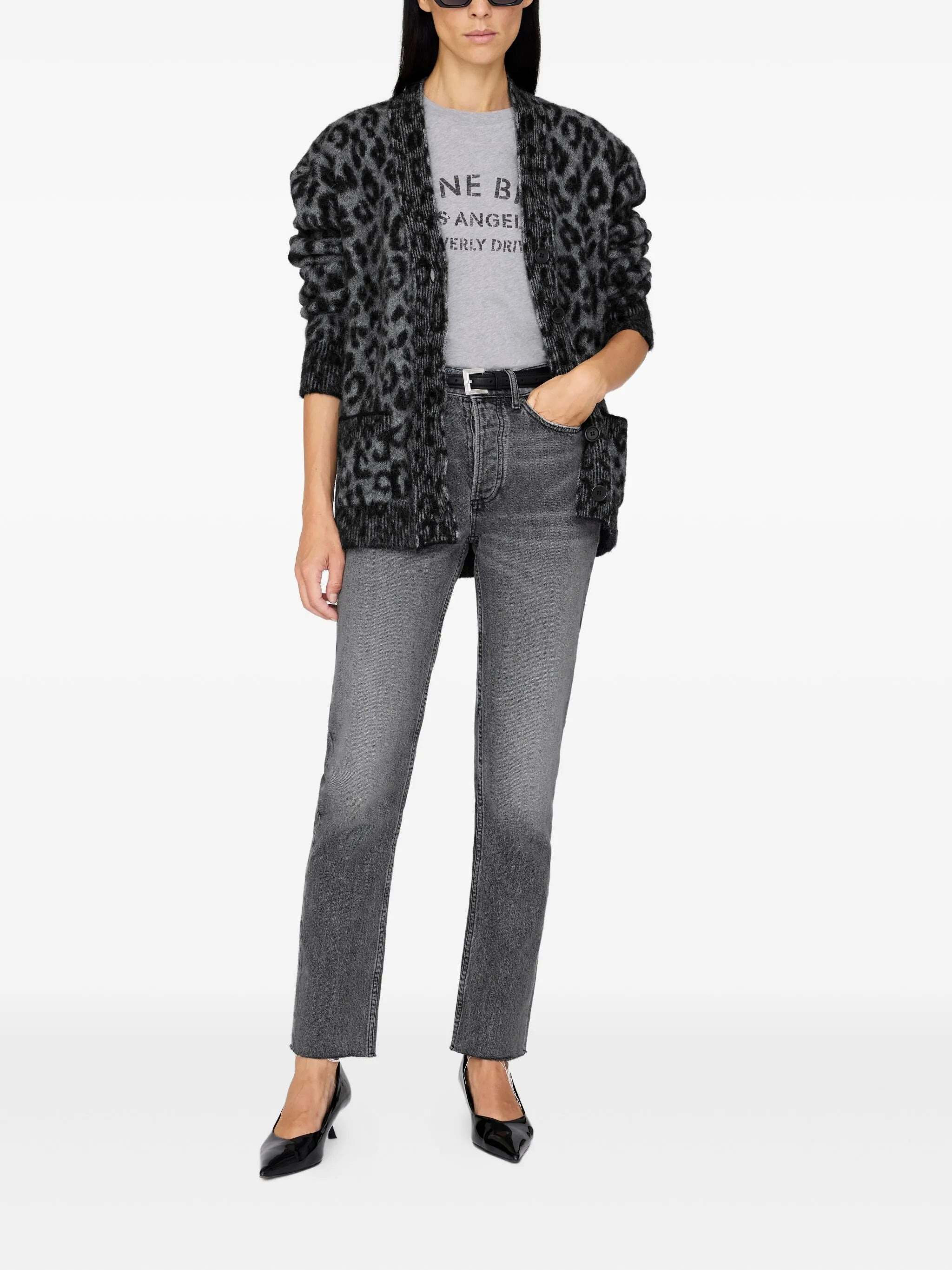 Anine Bing BANKS CARDIGAN - GREY LEOPARD - 5