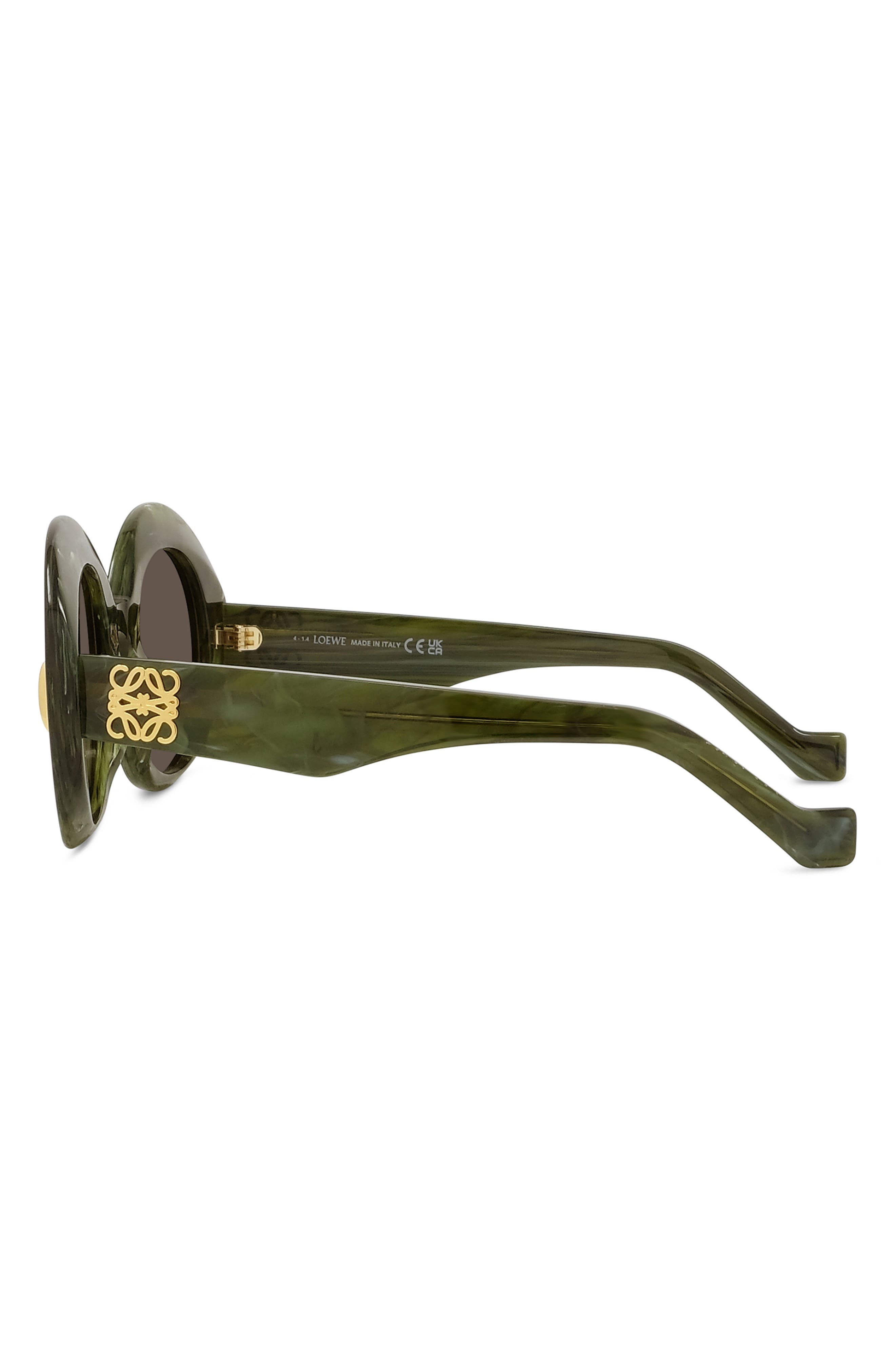 Loewe Anagram 50mm Oval Sunglasses in Shiny Dark Green /Brown at Nordstrom - 6
