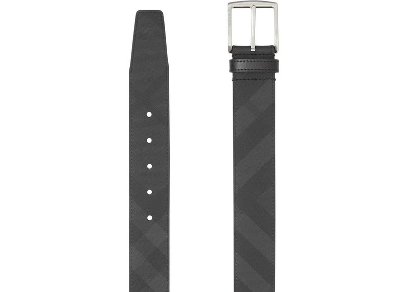 Burberry Burberry London Check and Leather Belt 1.6 Width Dark Charcoal/Black outlook