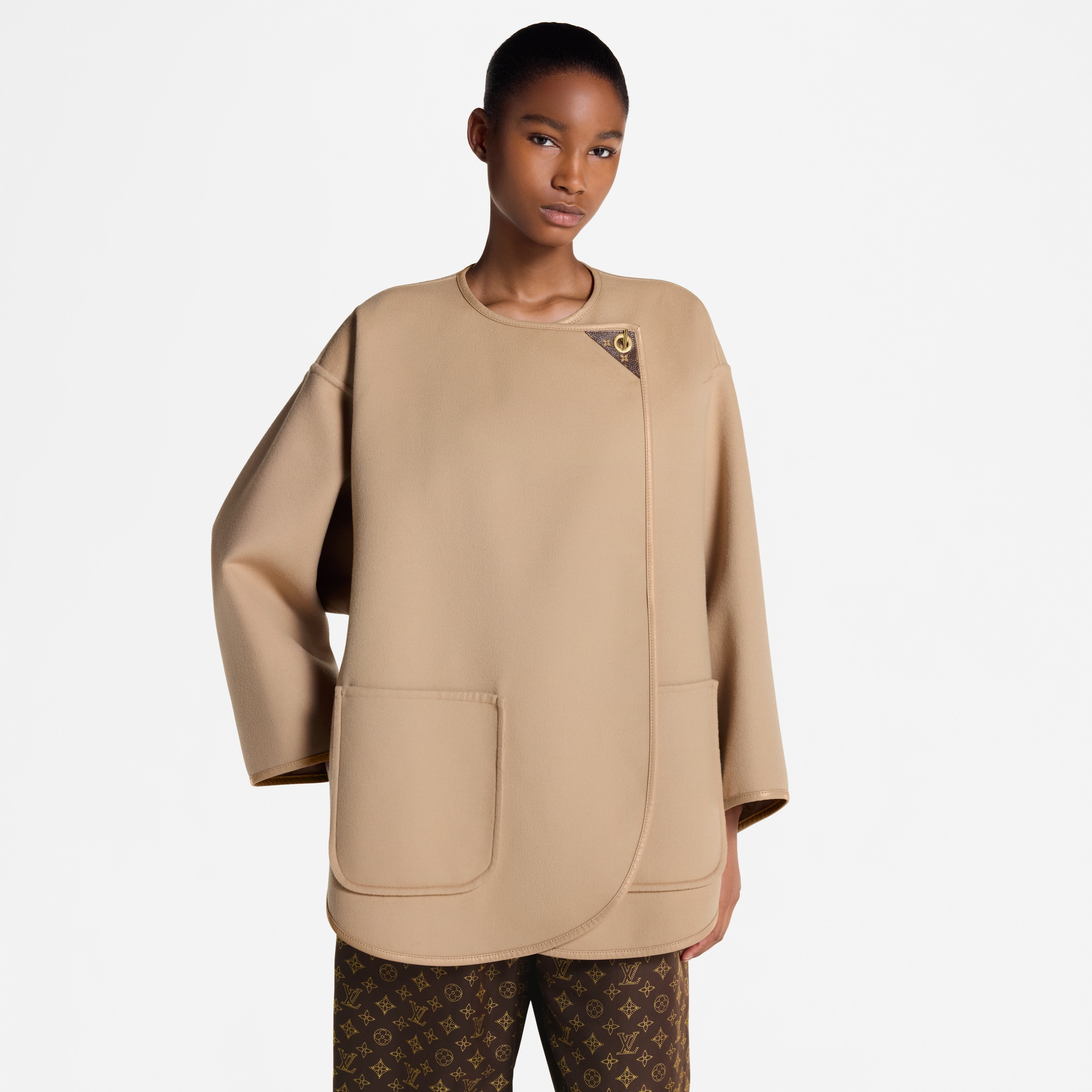 Long Double Face Toggle Detail Coat - 4