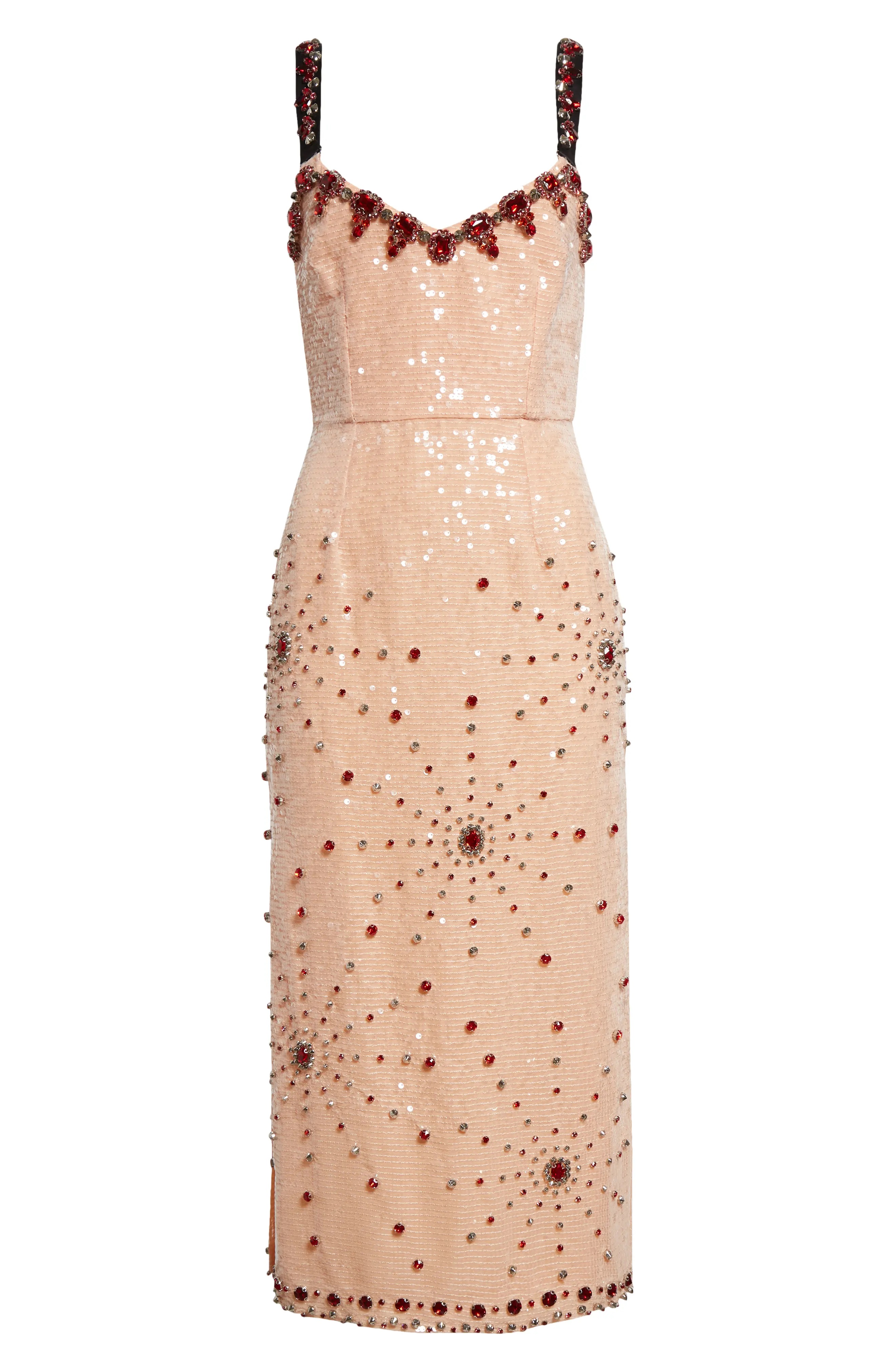 Sequin & Crystal Midi Cocktail Dress - 5