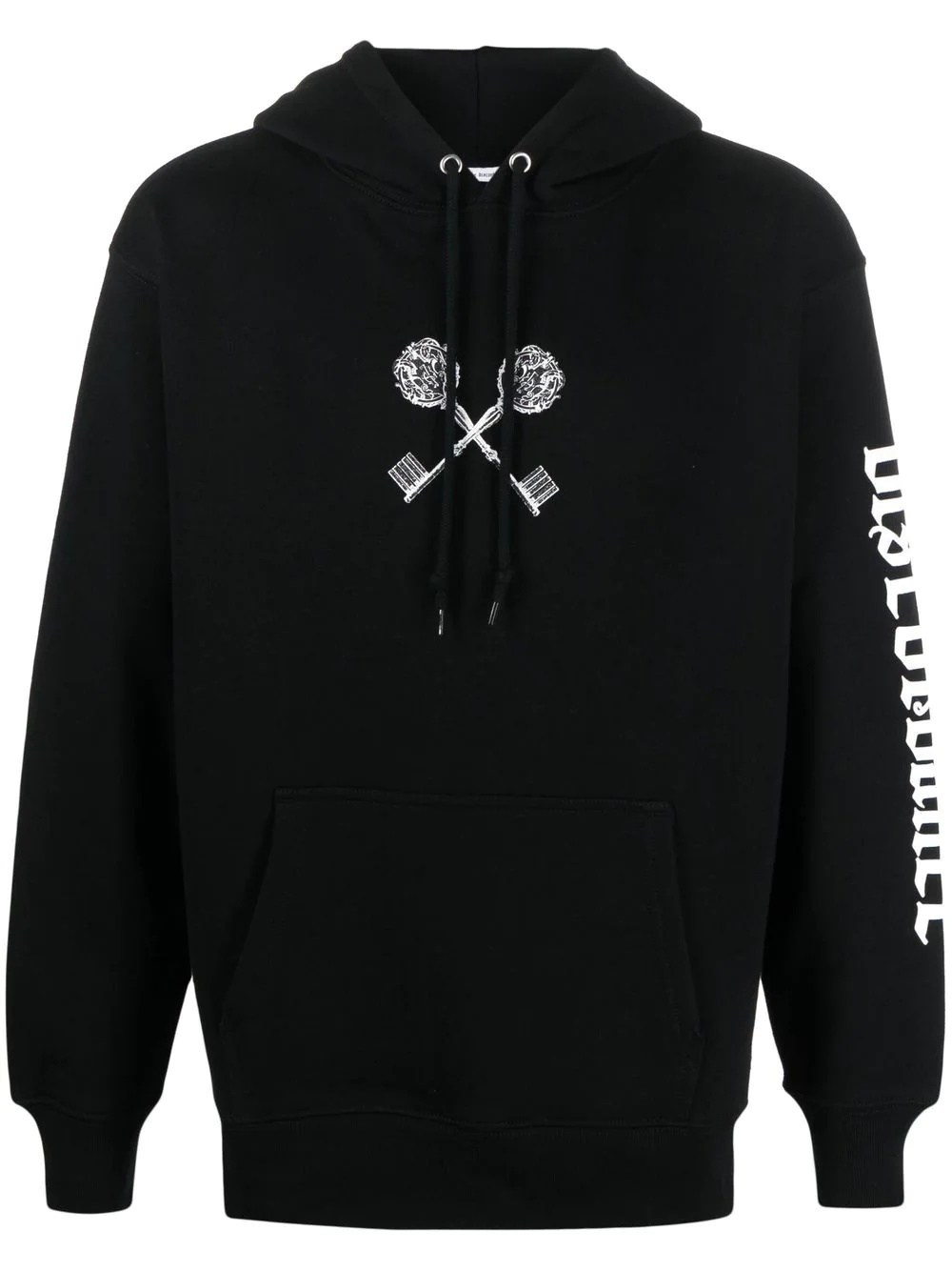 cross-print cotton hoodie - 1