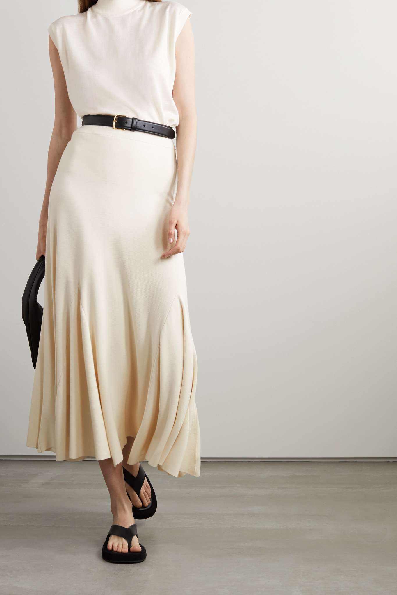 Guille pleated silk-jersey midi skirt - 2