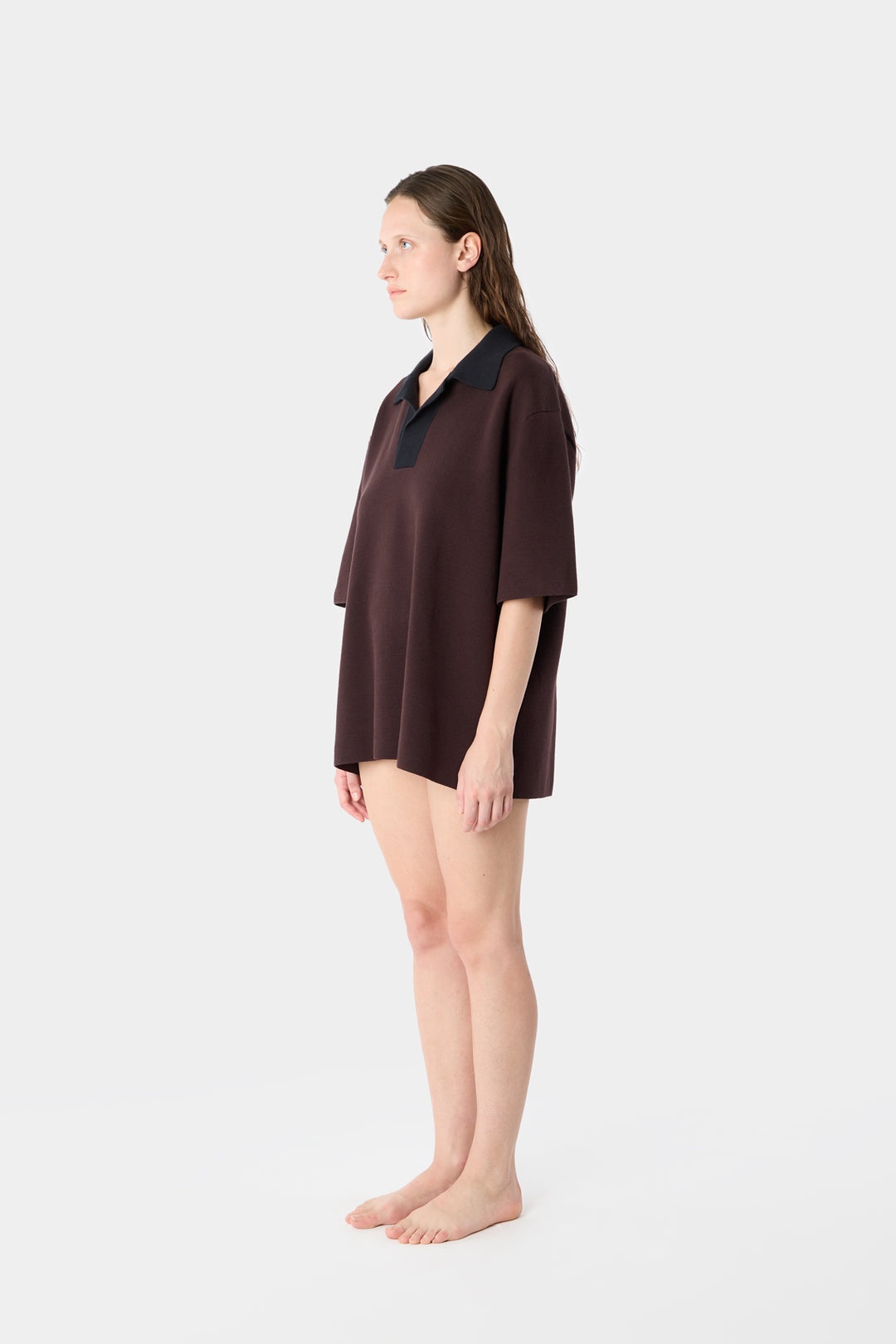 KNITTED POLO / moka brown - 6