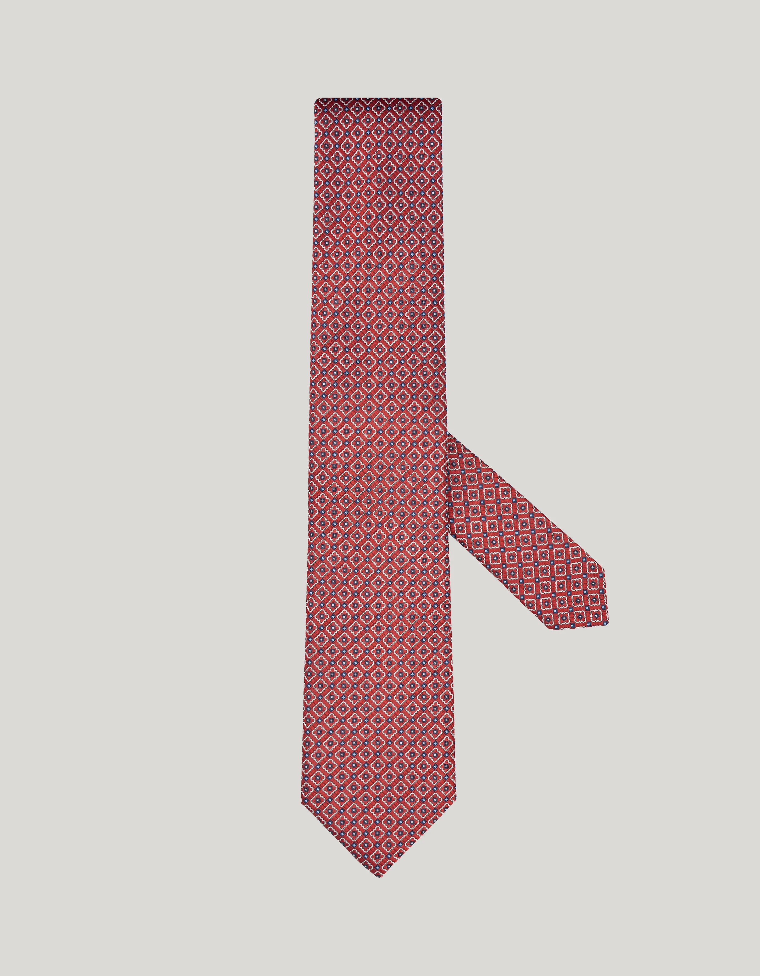 RED SILK TIE WITH DIAMOND PATTERN - 1
