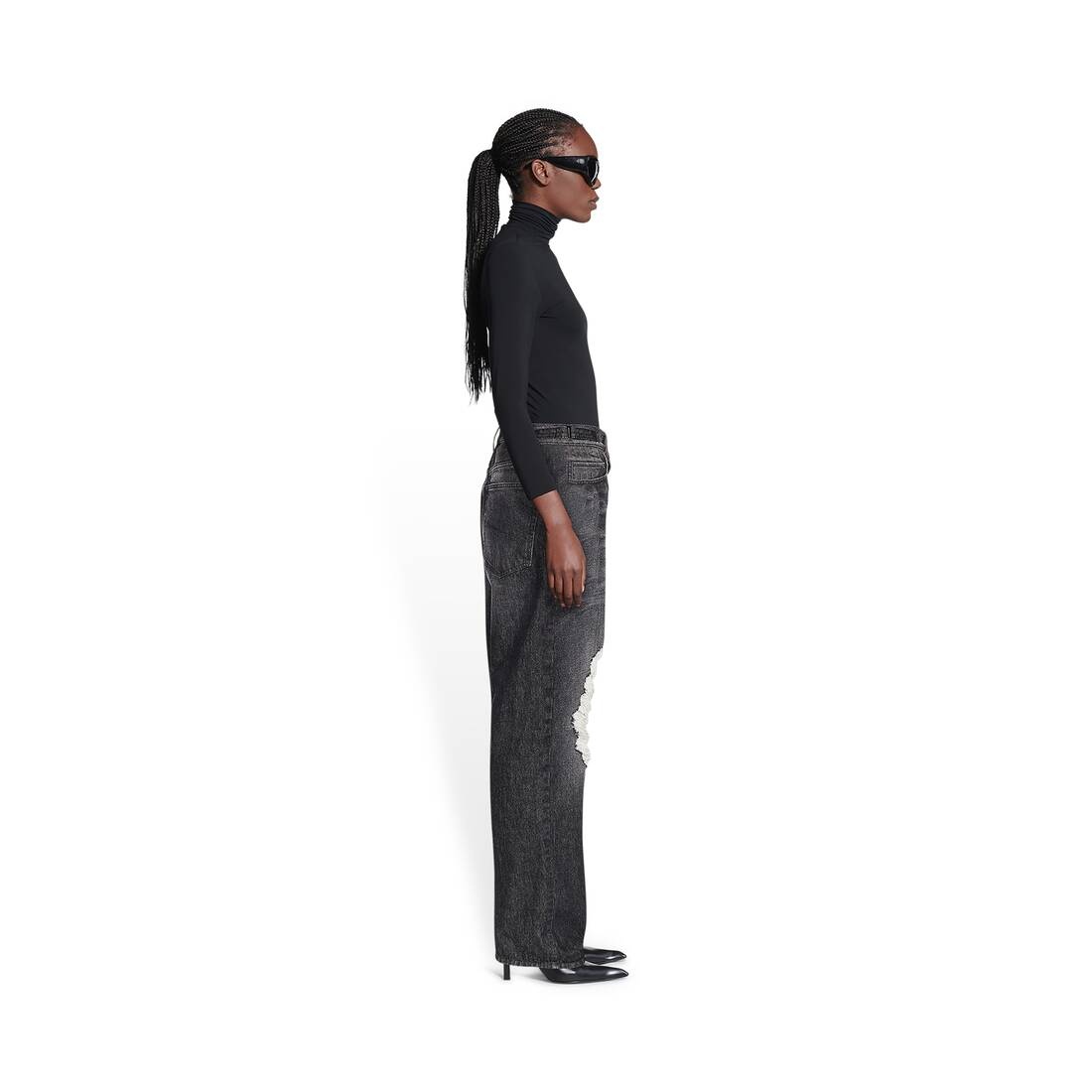 Men's Relaxed Fit Rips Pants in Black - 3