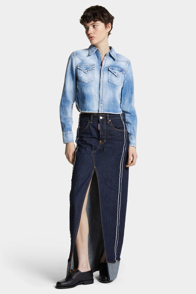 MEDIUM BABY BLUE WASH MINI WESTERN SHIRT - 6