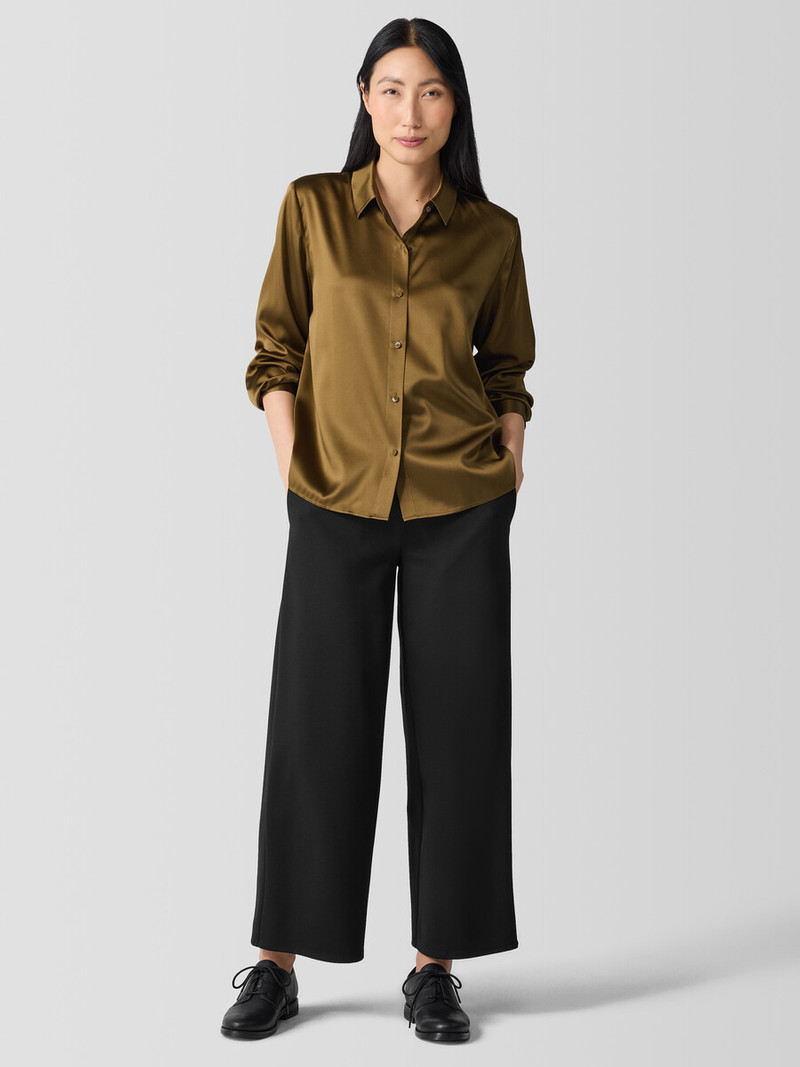 Stretch Silk Charmeuse Classic Collar Shirt 3