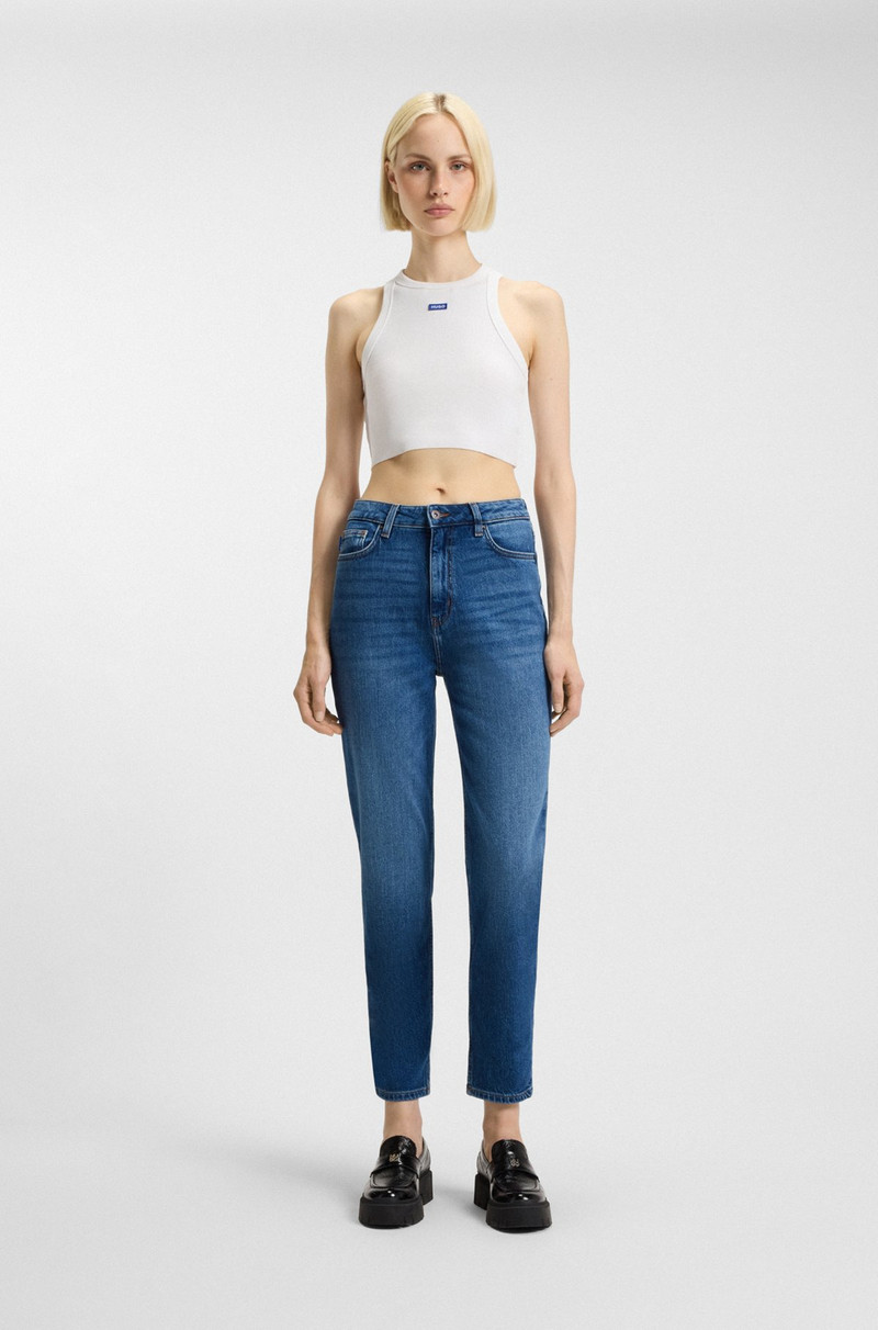 HUGO MOM JEANS IN MEDIUM-BLUE STRETCH DENIM outlook