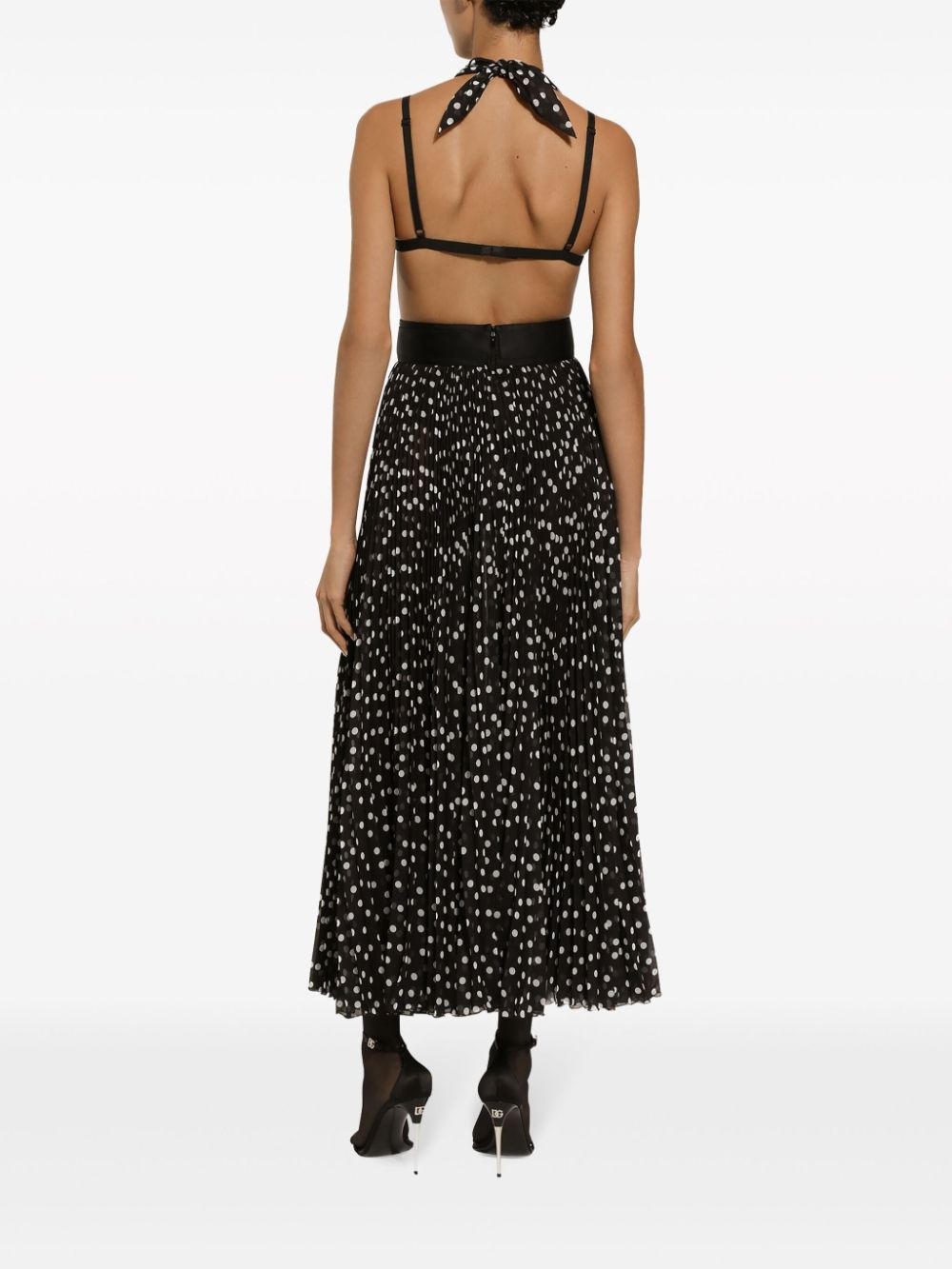 polka dot-print halterneck dress - 4
