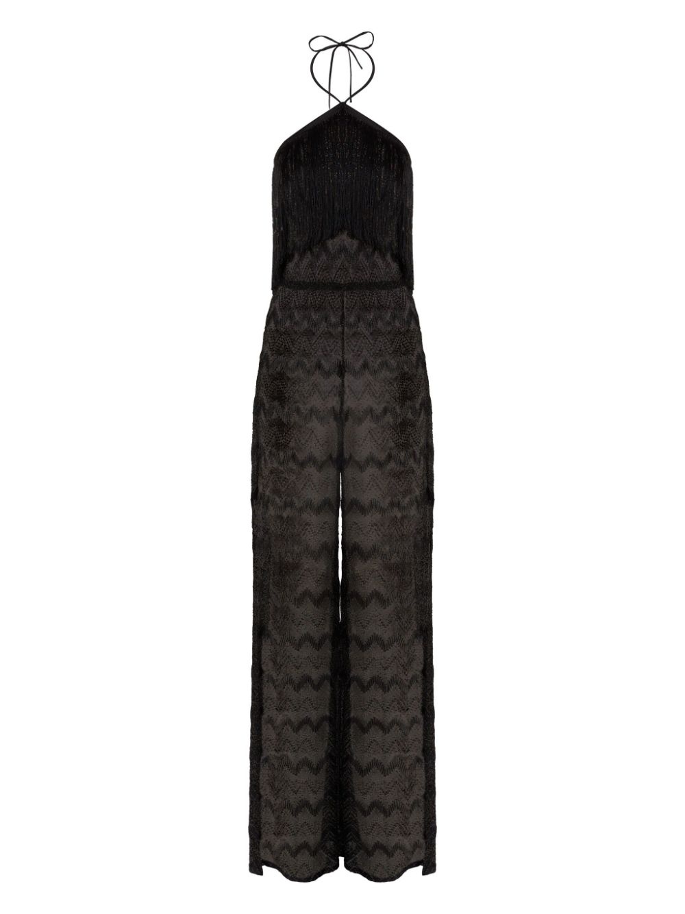 lamé fringe-detail jumpsuit - 1