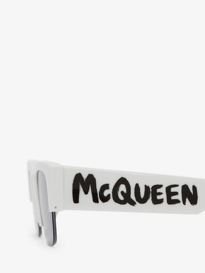McQueen Graffiti Square Sunglasses in White/blue - 4