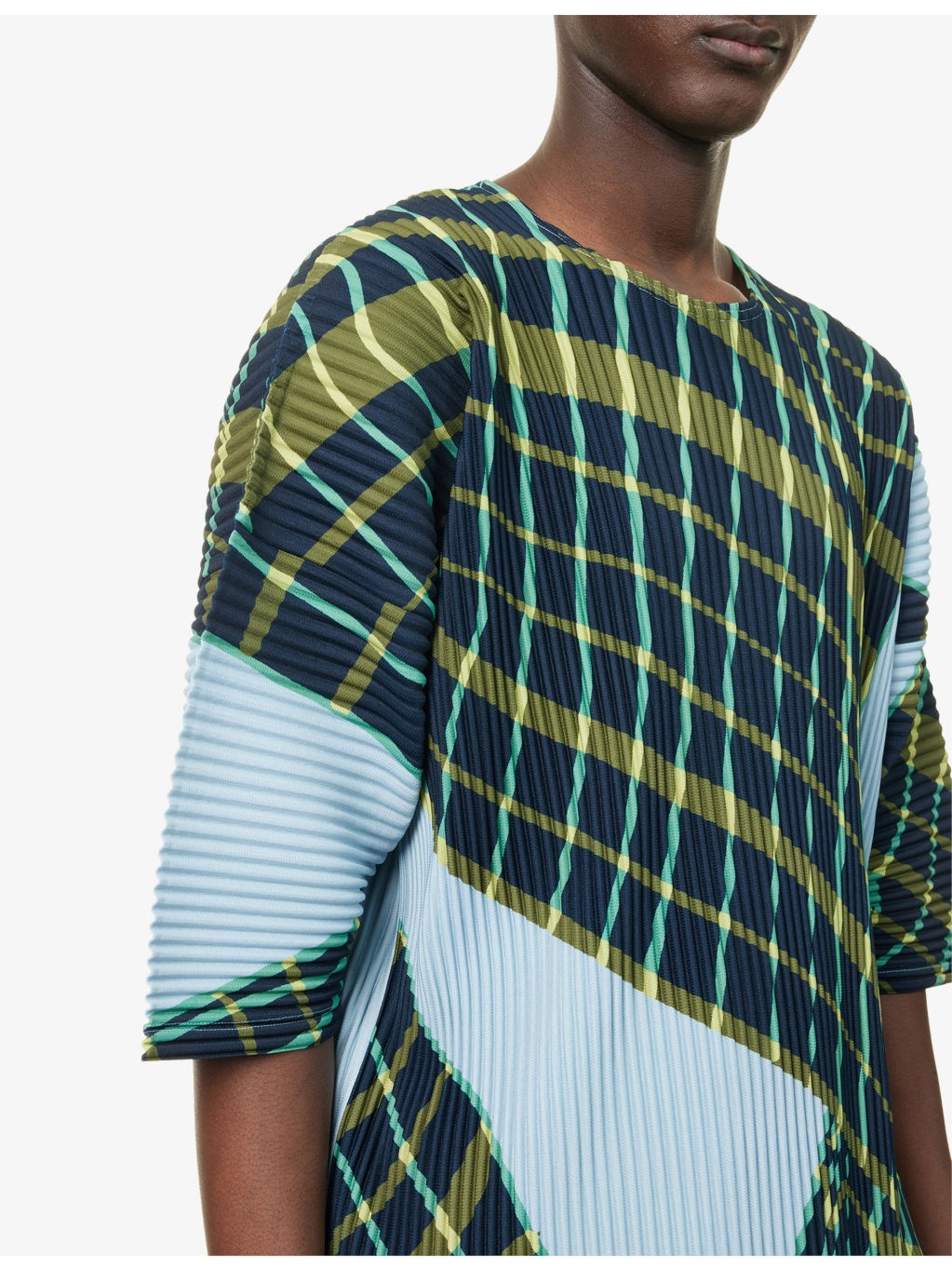 Windswept Plaid Short-Sleeve Knitted T-Shirt - 5