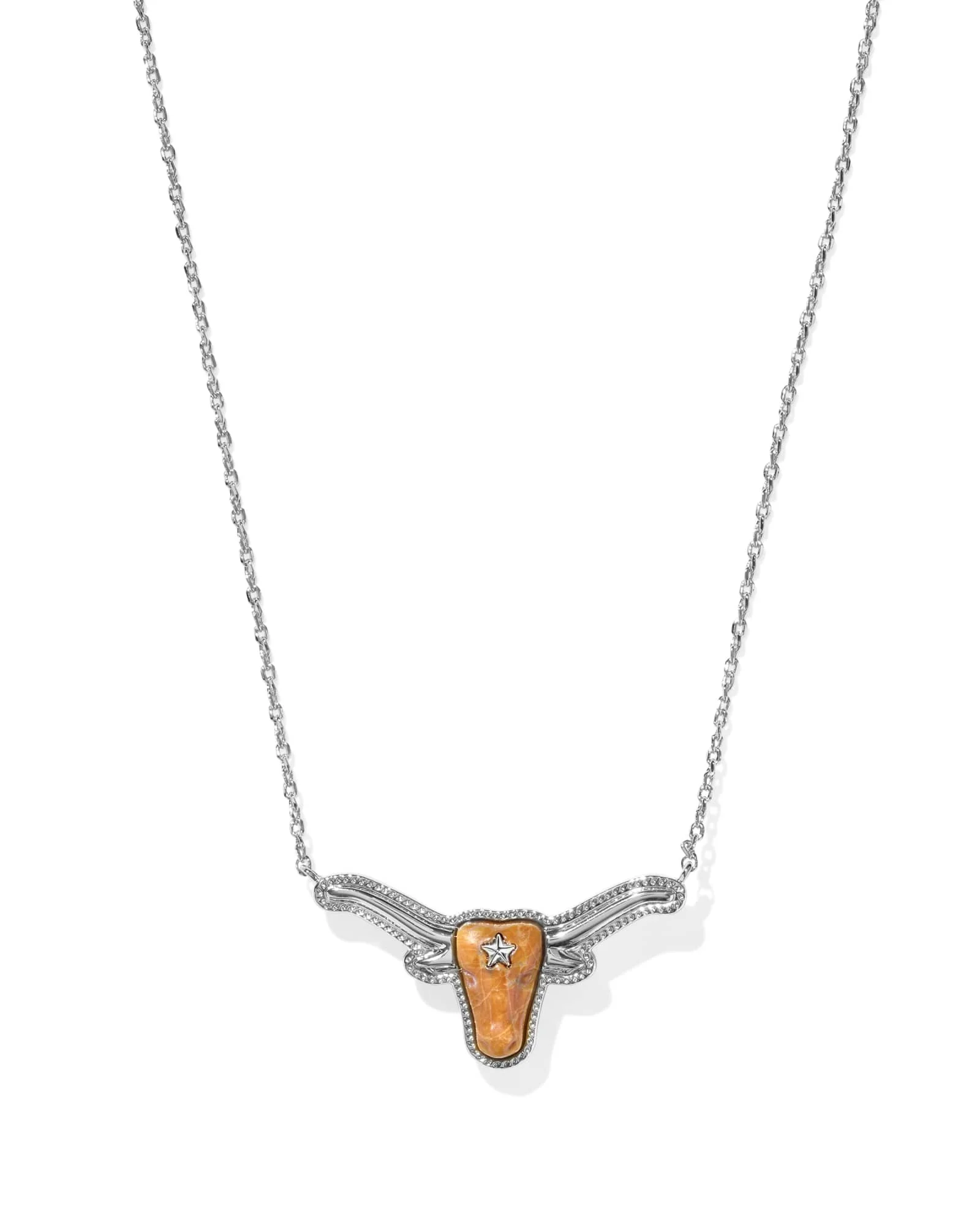Longhorn Silver Short Pendant Necklace - 1
