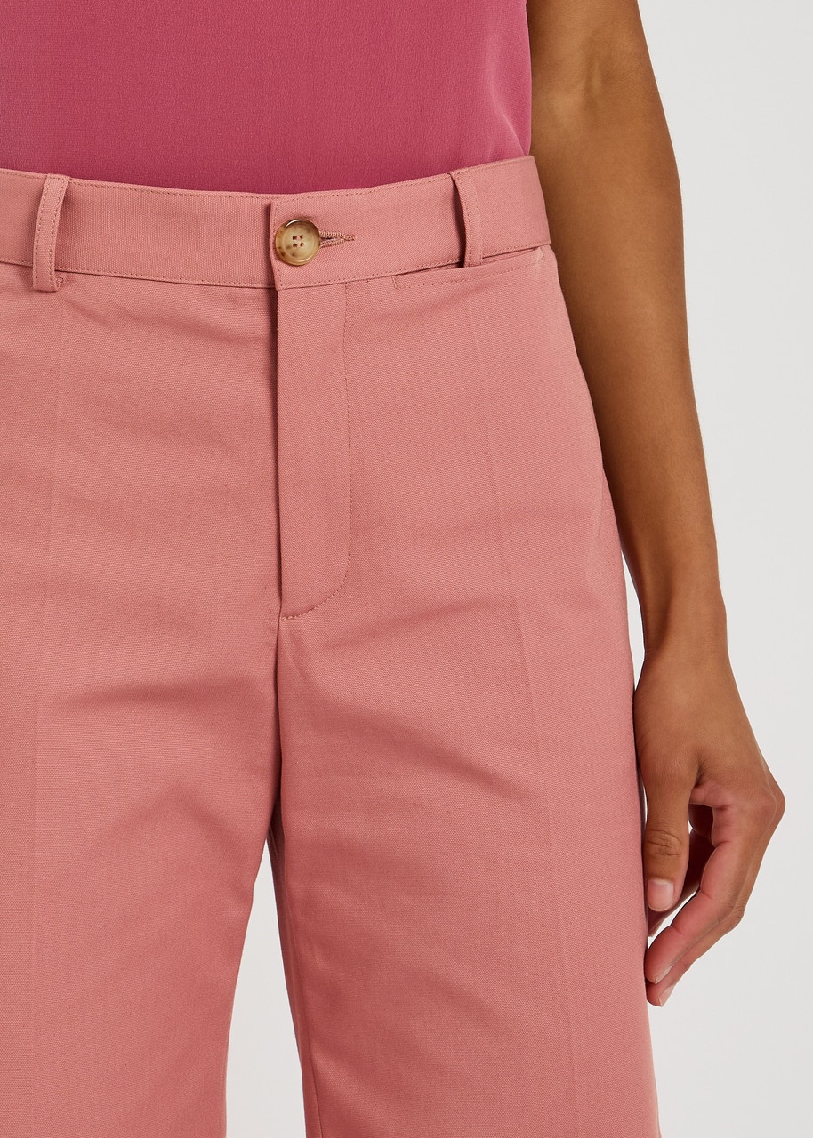 Chloe Flared-leg Canvas Trousers - 5