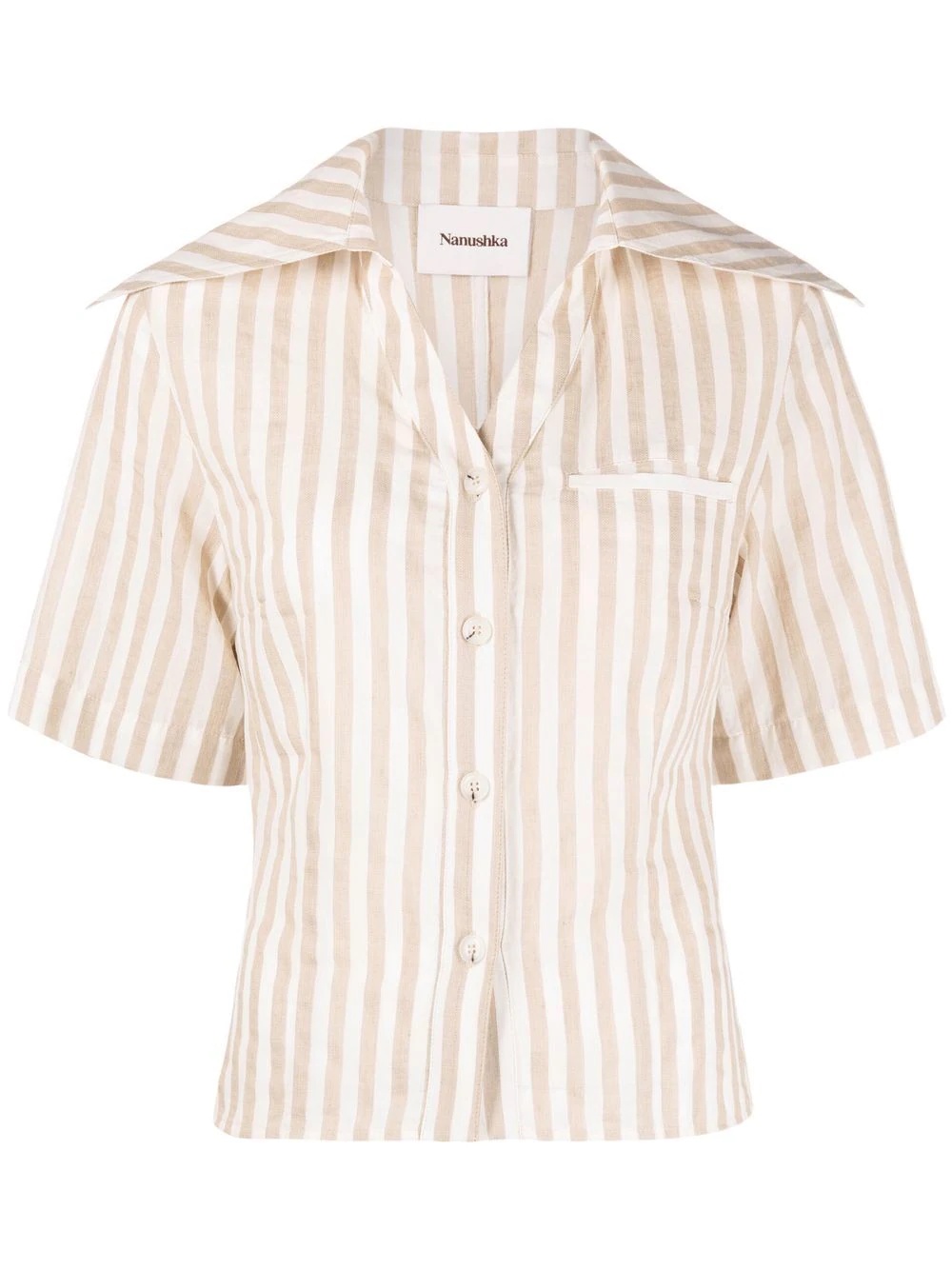 wide-collar striped shirt - 1