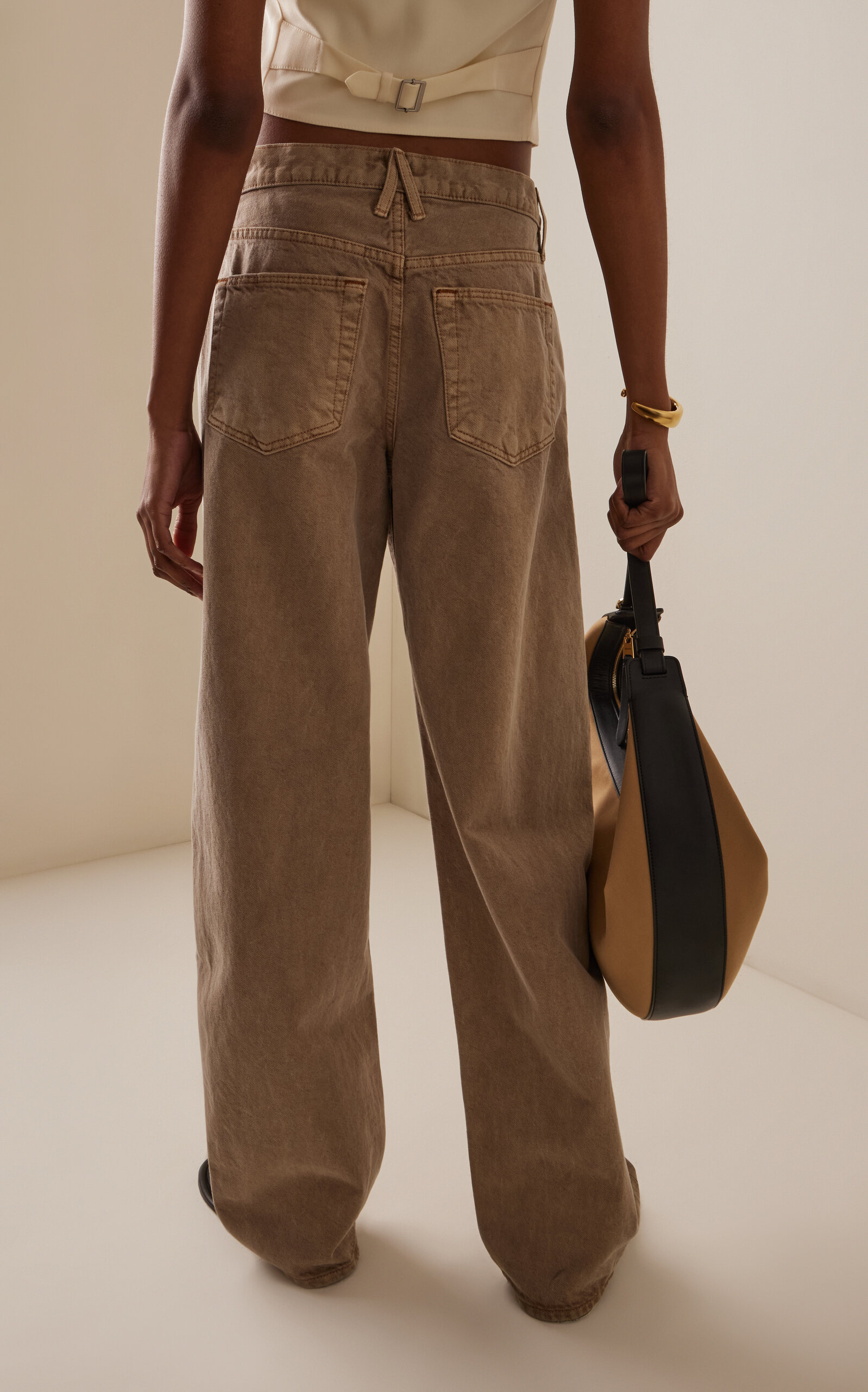 Tess Long Rigid Low-Rise Curve-Leg Jeans brown - 4