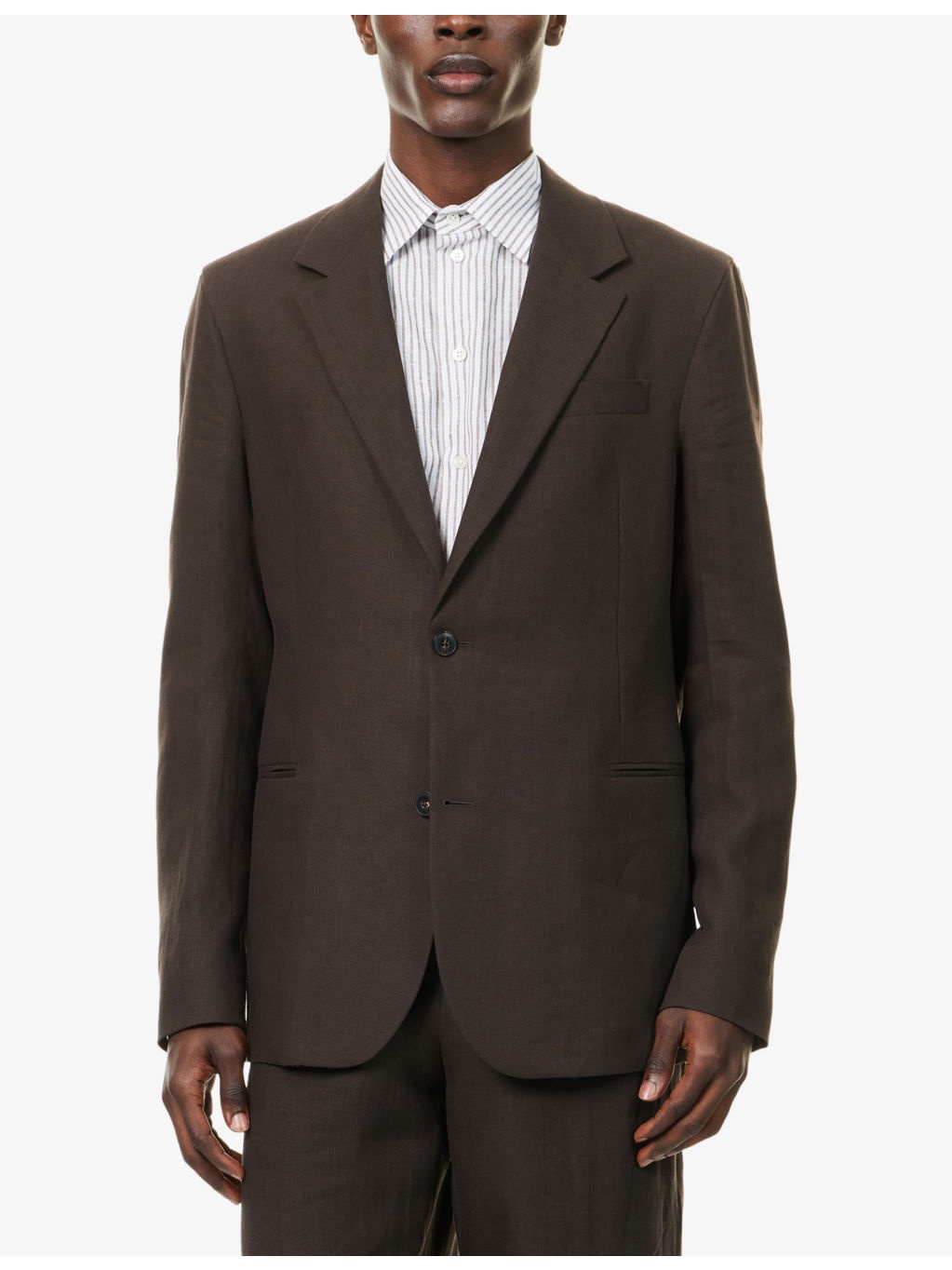 Notch-Lapel Single-Breasted Linen Blazer - 3