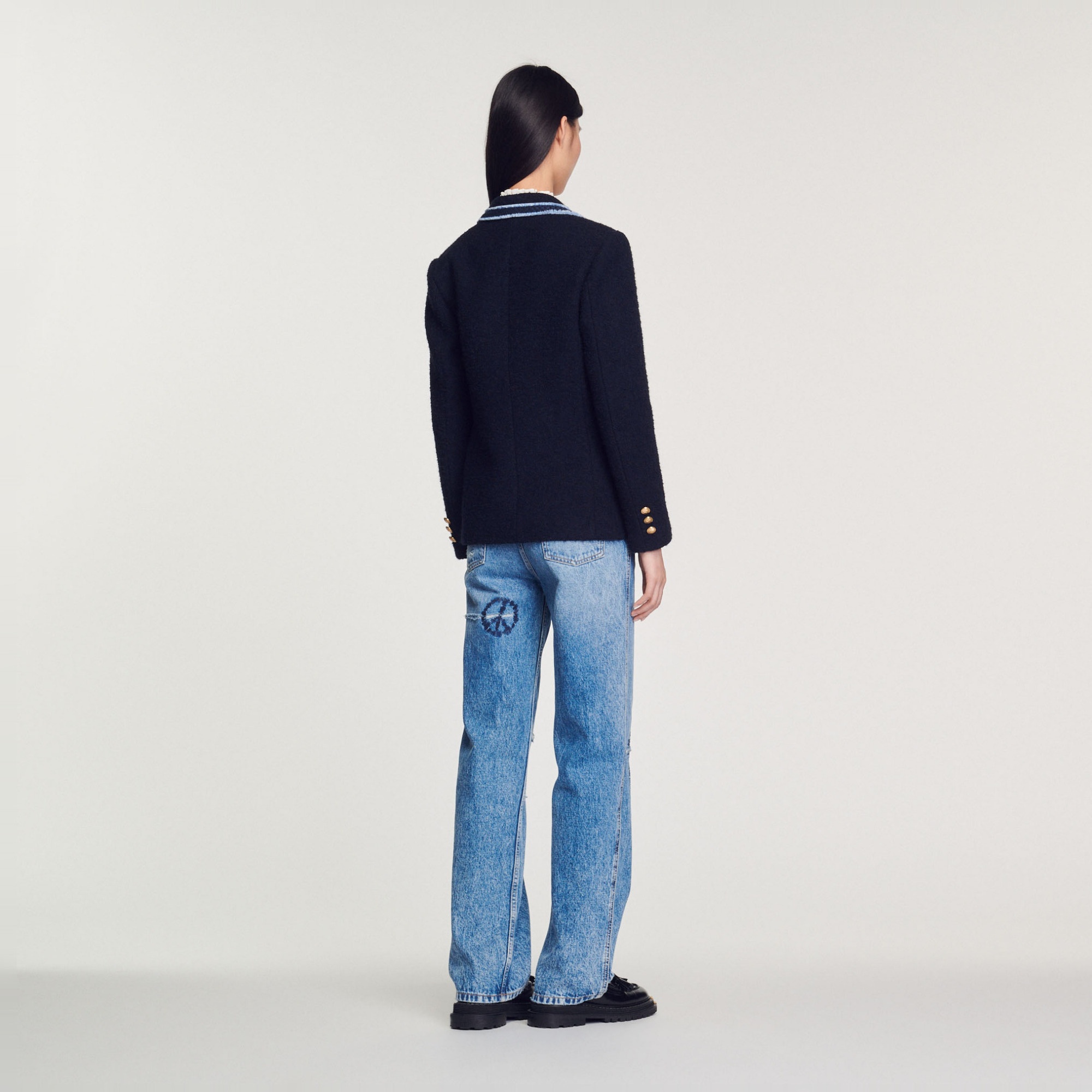 Tweed jacket with contrasting trim - 6
